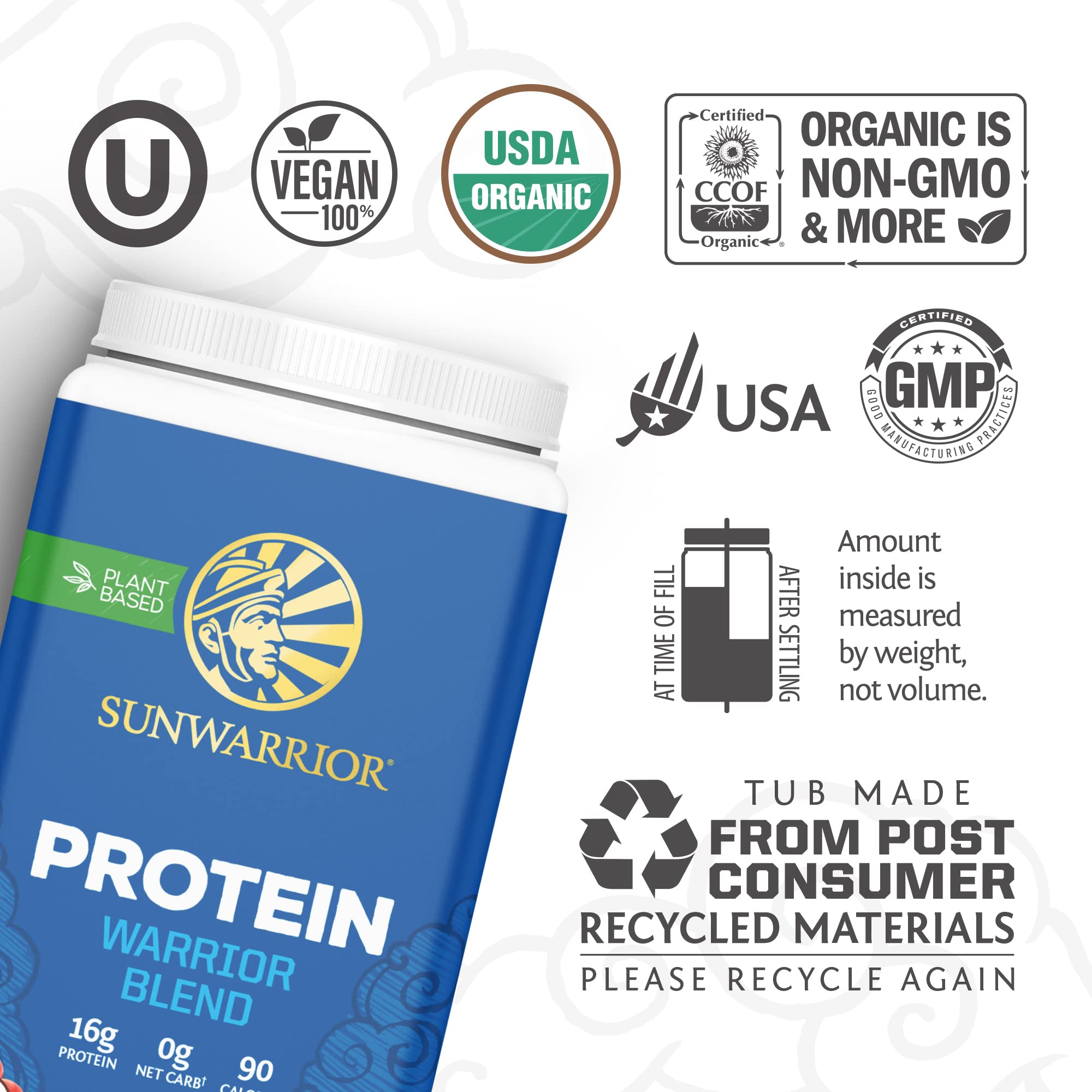 Vegan Protein Powder with BCAA | Organic Hemp Seed Protein Gluten Free Non-GMO Sunwarrior uk supplements