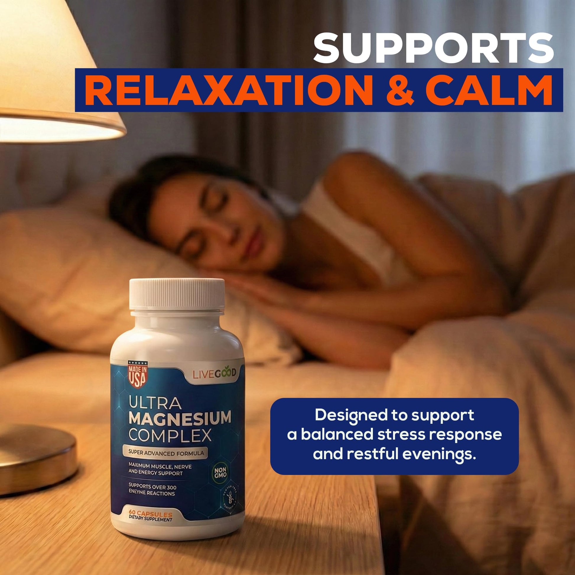 LiveGood™ Ultra Magnesium Complex, Organic Magnesium Glycinate and Gluconate for Muscle Recovery, Nerve Support & Relief – High Absorption Supplement, Vegan, Non-GMO, Made in USA, 60 Capsules LIVEGOOD uk supplements