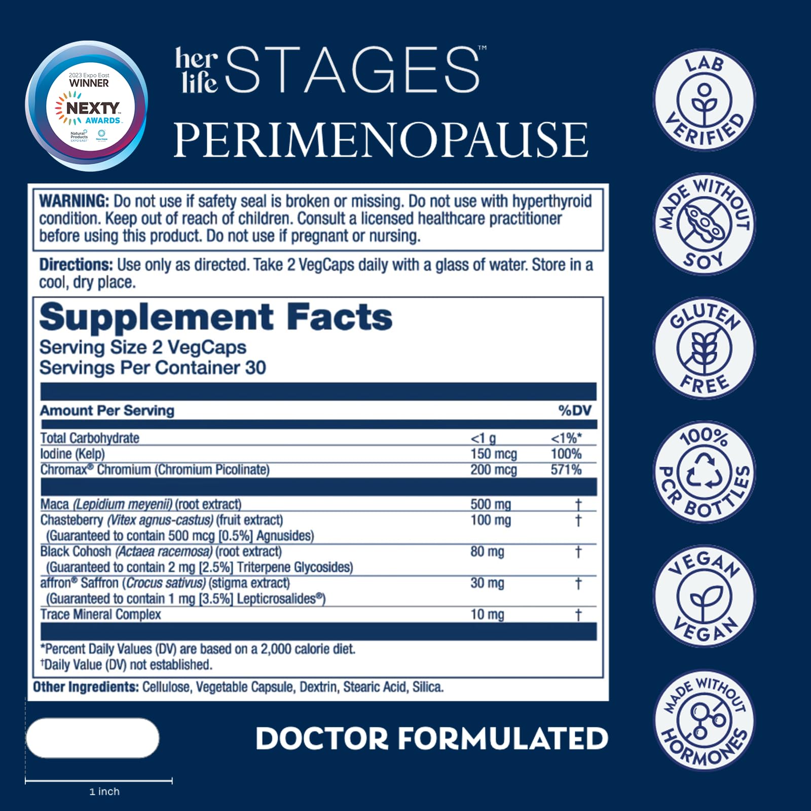 SOLARAY Perimenopause her Life Stages - Perimenopause Supplements Women - Hot Flashes, Menopause Support - Saffron and Chasteberry - Made Without Hormones - 60-Day Guarantee - 30 Servings, 60 VegCaps SOLARAY uk supplements