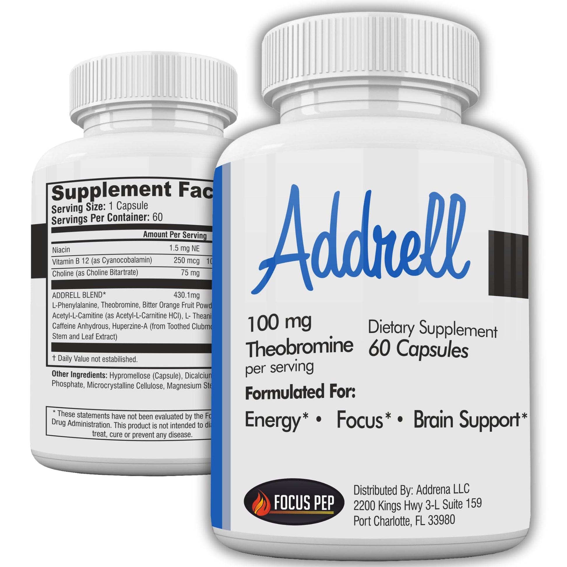 Focus Pep Addrell Energy Stimulant Pills- Natural Nootropic Brain Supplement Alternative Pill & Study Supplements Substitute to Elevate Mental Clarity for Women & Men OTC- 60 Mind Booster Capsules Focus Pep uk supplements