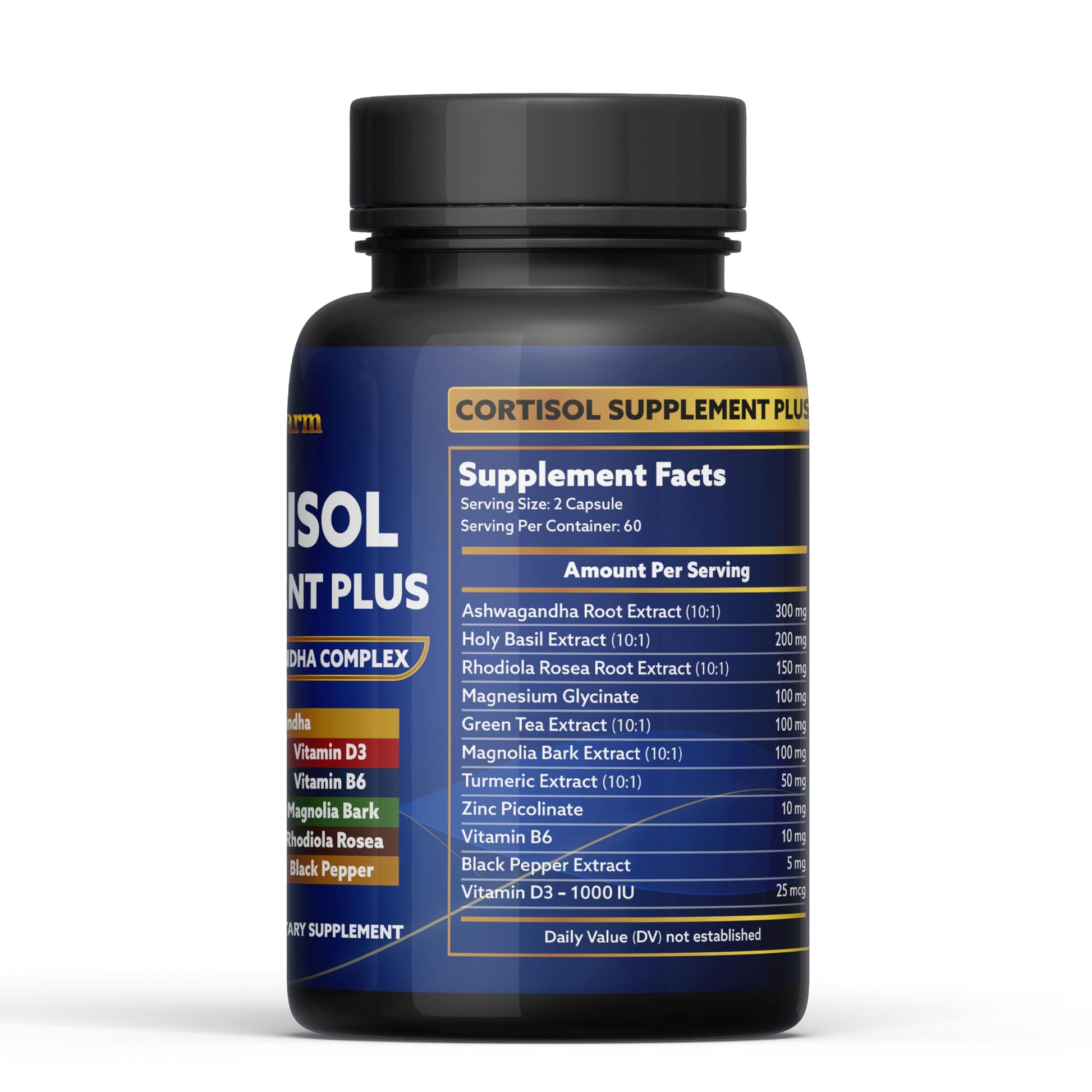 laslafarm 11in1 Cortisol Plus Supplement, 11in1 Ashwagandha and Natural Herbal Complex Vitamin Blend for Daily Mood, Focus and Sleep, Suitable for Women and Men 60 Capsules laslafarm uk supplements