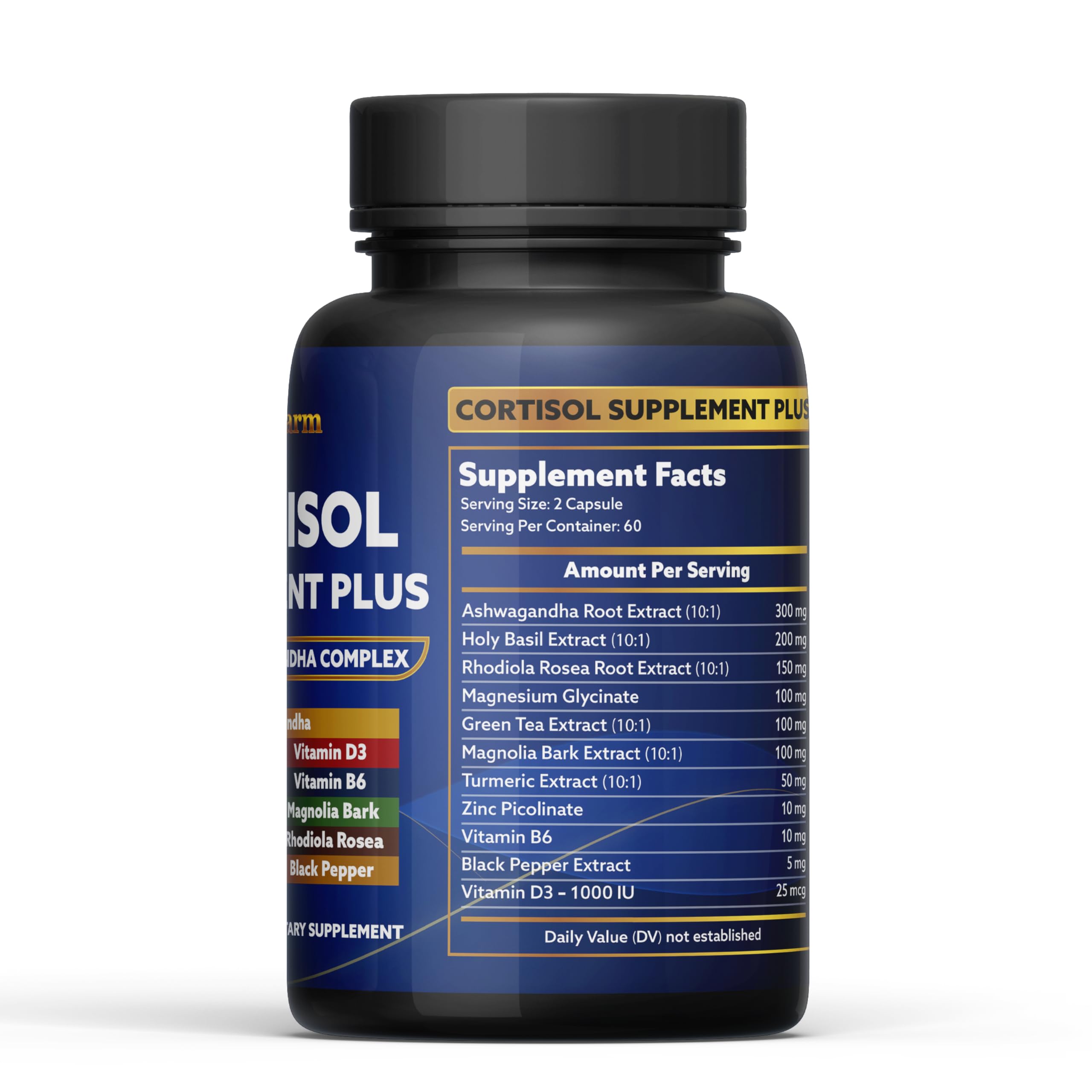 laslafarm 11in1 Cortisol Plus Supplement, 11in1 Ashwagandha and Natural Herbal Complex Vitamin Blend for Daily Mood, Focus and Sleep, Suitable for Women and Men 60 Capsules laslafarm uk supplements