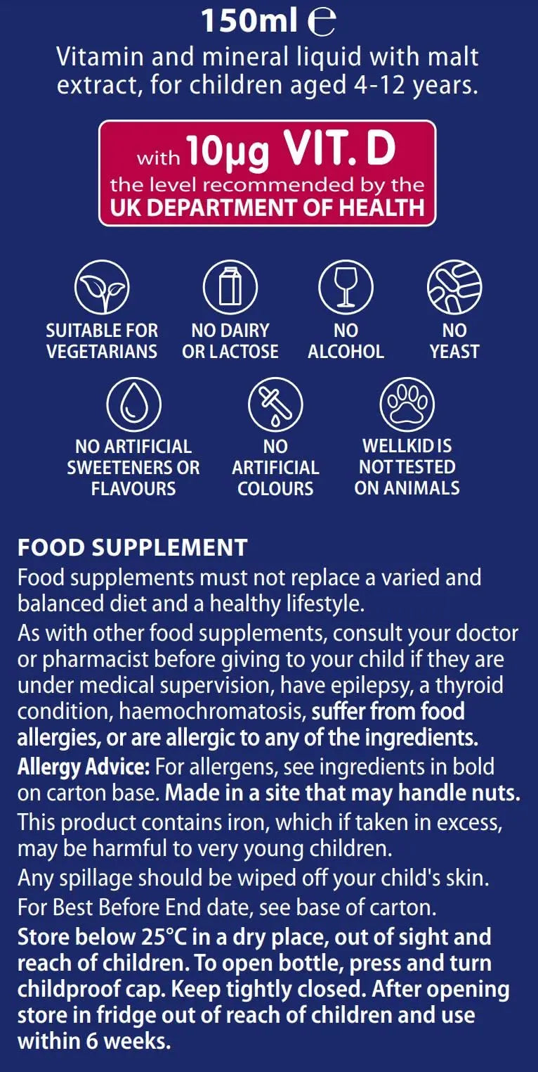 Wellkid by Vitabiotics Multi-Vitamin Liquid 150ml Wellkid uk supplements