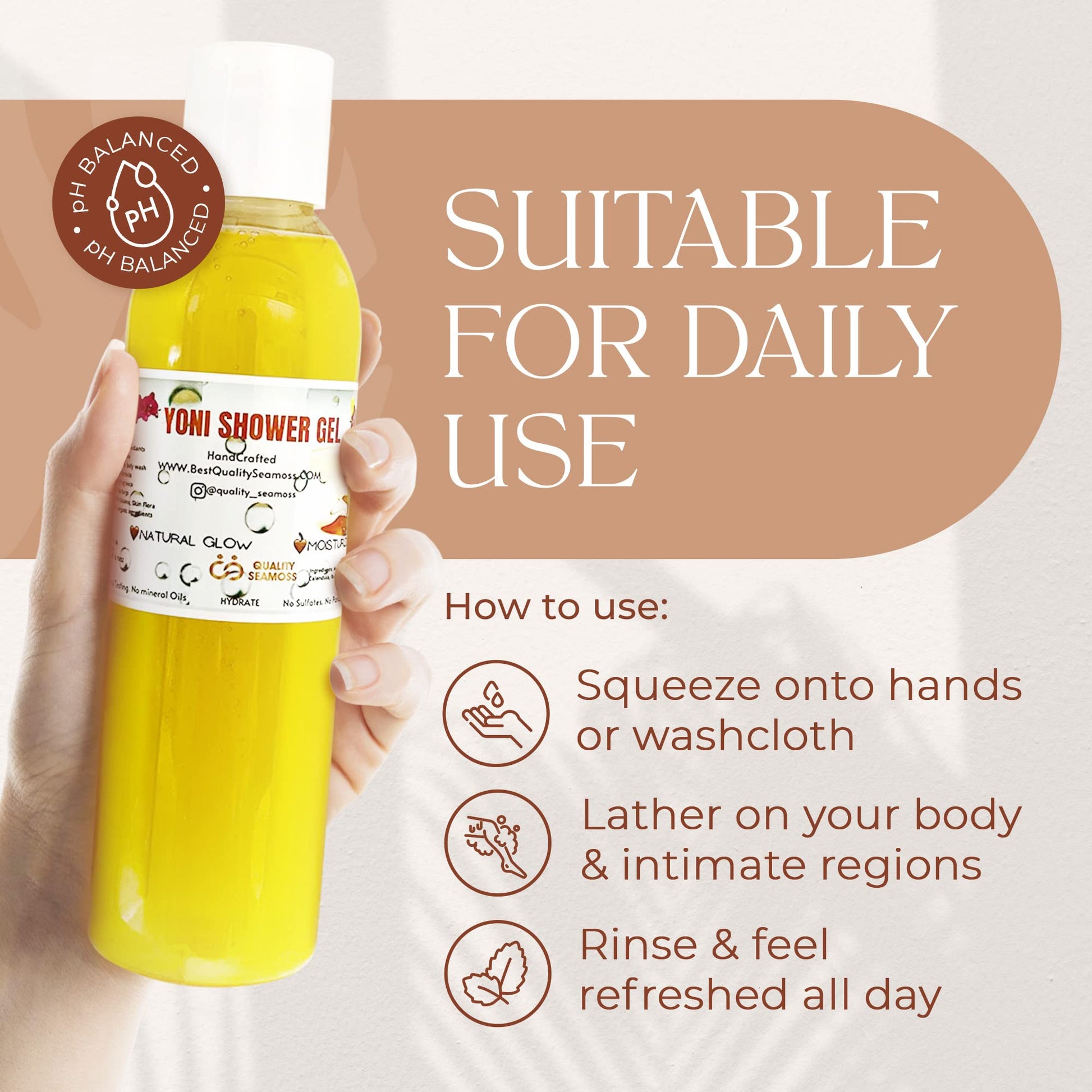 Ph Balance Feminine Wash - Vee Health & Yoni Wash Shower Gel- Use with Yoni Oil. Moisturizing Calendula Quality Seamoss and Yoni Oil uk supplements