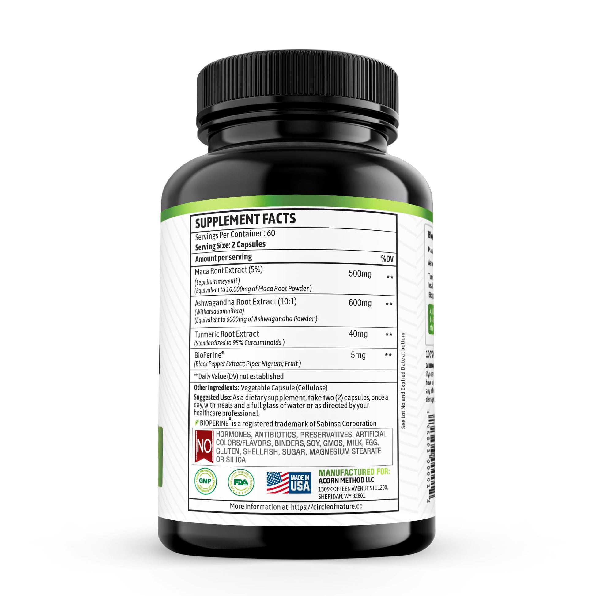 Maca Root 10,000 mg, Ashwagandha 6000mg Extract, Capsules for Men & Women CIRCLE OF NATURE uk supplements