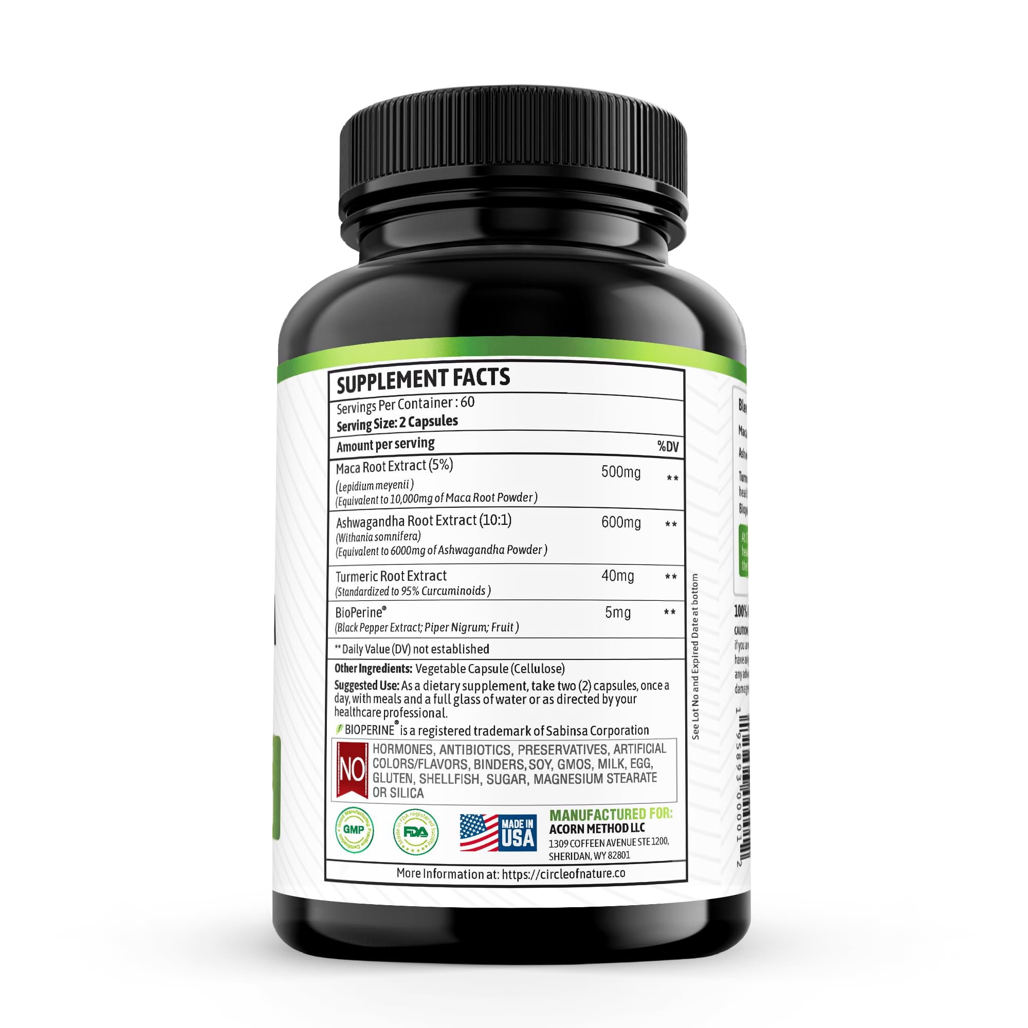 Maca Root 10,000 mg, Ashwagandha 6000mg Extract, Capsules for Men & Women CIRCLE OF NATURE uk supplements