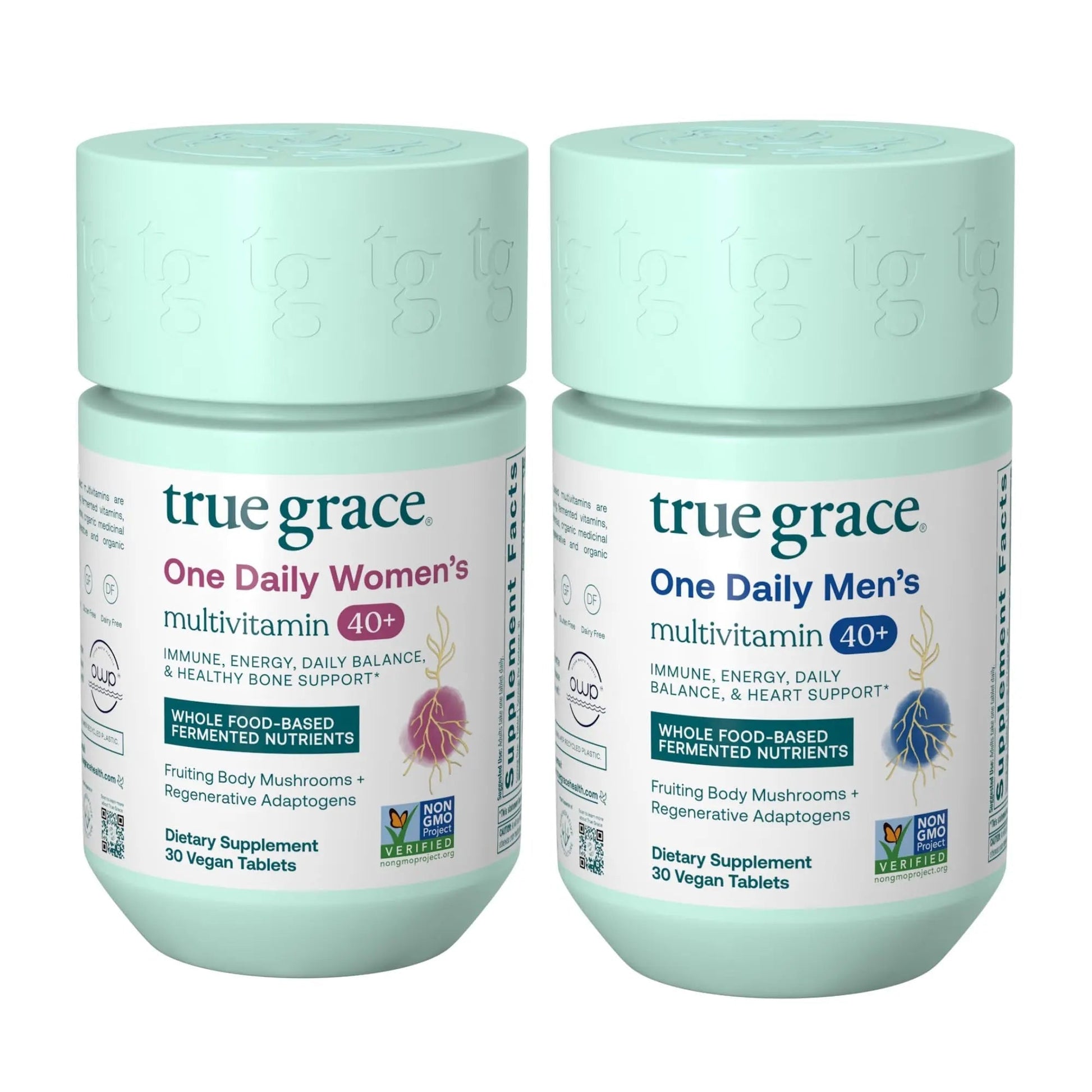 True Grace One Daily Men's Multivitamin 40+ (30 Vegan Tablets) + One Daily Women’s Multivitamin 40+ (30 Vegan Tablets) True Grace uk supplements