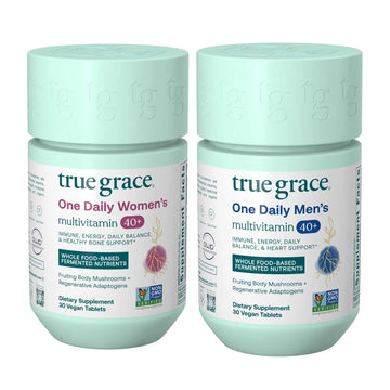 True Grace One Daily Men's Multivitamin 40+ (30 Vegan Tablets) + One Daily Women’s Multivitamin 40+ (30 Vegan Tablets) True Grace uk supplements