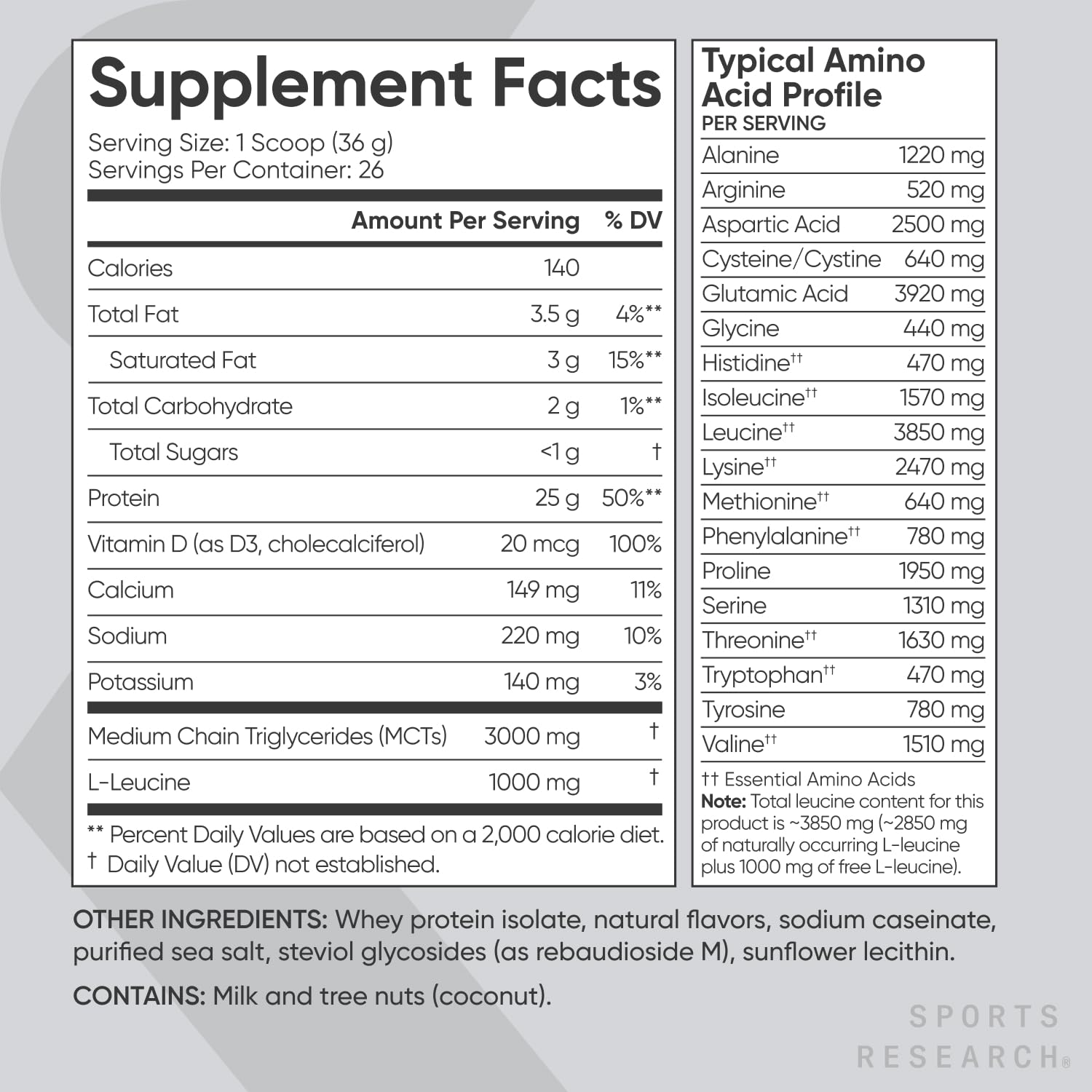 Sports Research Whey Protein Isolate - Sports Nutrition Protein Powder 25g per Serving Sports Research uk supplements