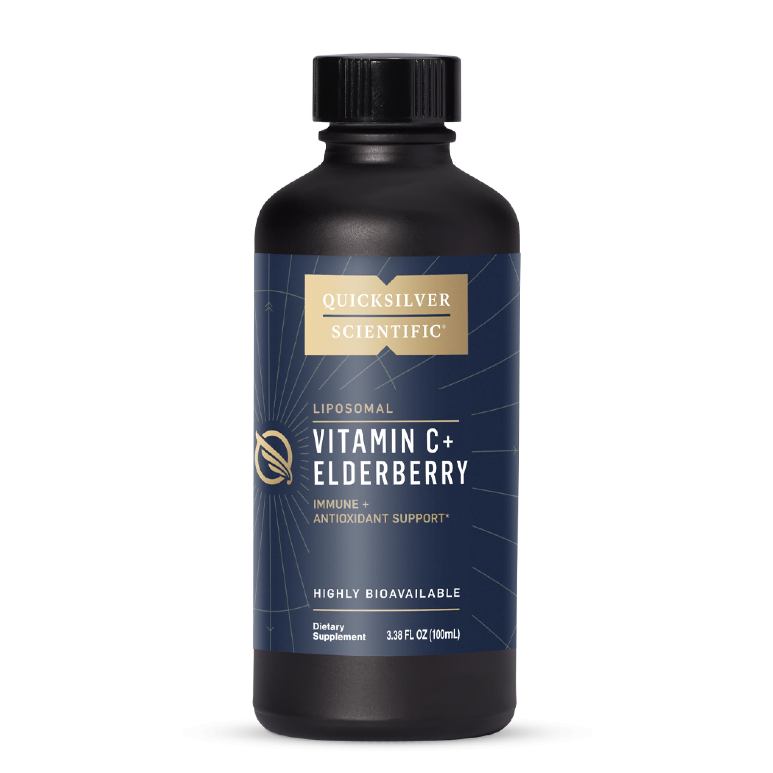 Quicksilver Scientific Liposomal Vitamin C + Elderberry - 1000mg with Superior Absorption Technology & Tocotrienols - Antioxidant & Immune Support Tonic (100ml), 1 Item Quicksilver Scientific uk supplements