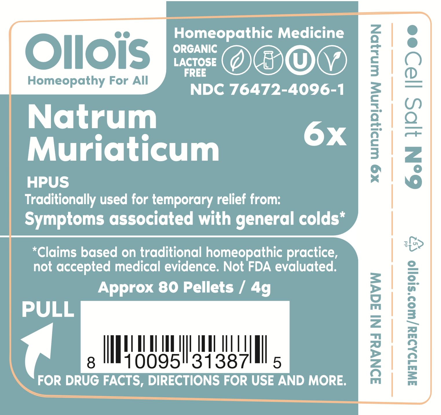 OLLOIS Natrum Muriaticum 6X, Cell Salt #9, Lactose-Free, Organic & Vegan, Kosher Certified OLLOÏS uk supplements