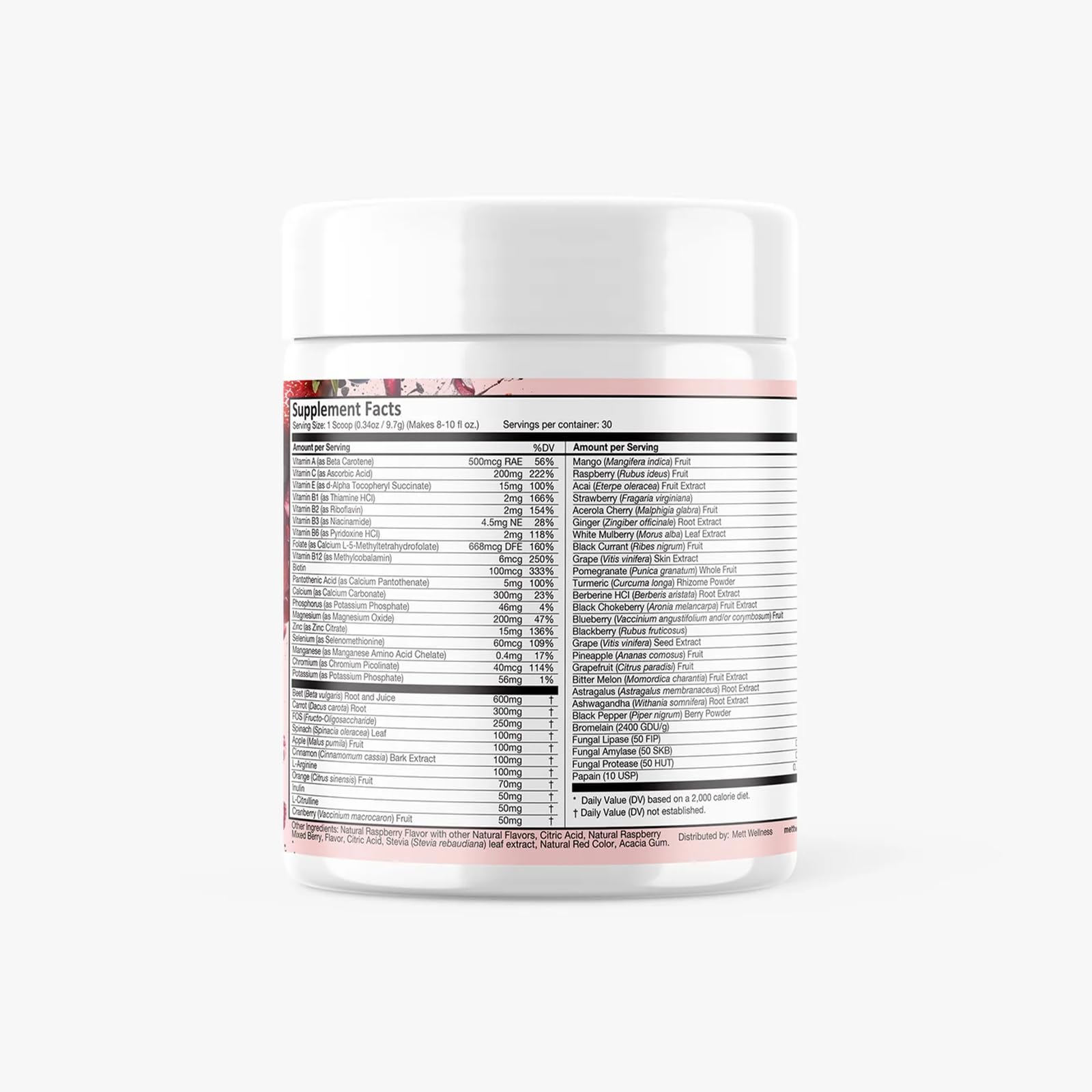 Mett Wellness Superfood REDS | 10.72 oz | With Vitamins A, C & E | Helps Maintain Nitric Oxide Levels | Supports Daily Wellness Mett Wellness uk supplements