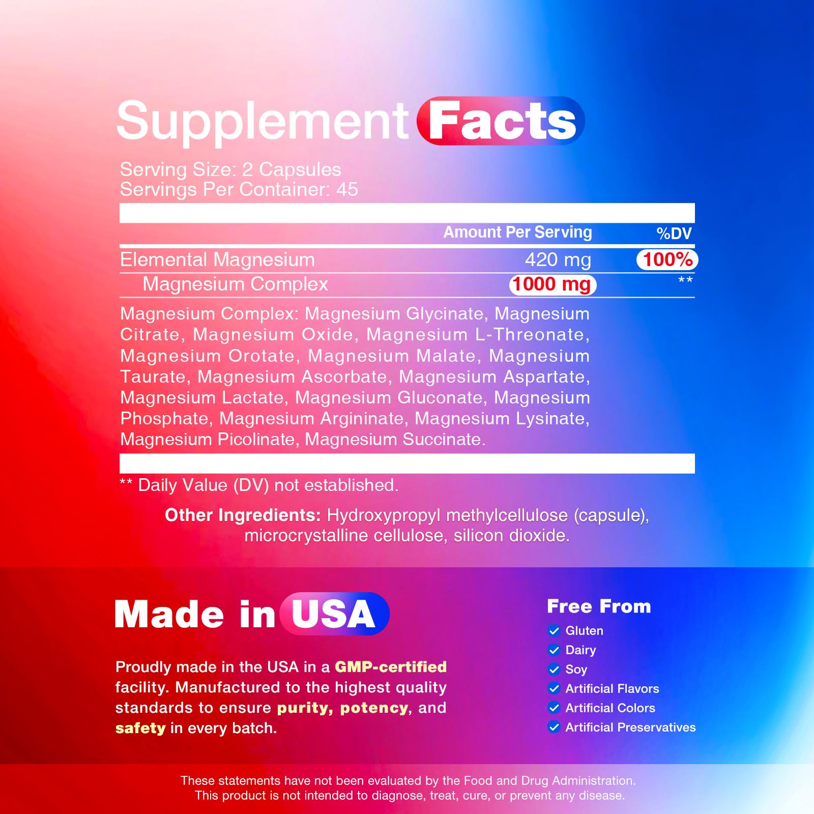 16 in 1 Magnesium Complex, 1000mg Magnesium Complex Supplement for Women with Magnesium Glycinate, Citrate, Orotate, L-Threonate, Malate, Third-Party Tested, Easy-Swallow Vegan Capsules PeakVigor uk supplements