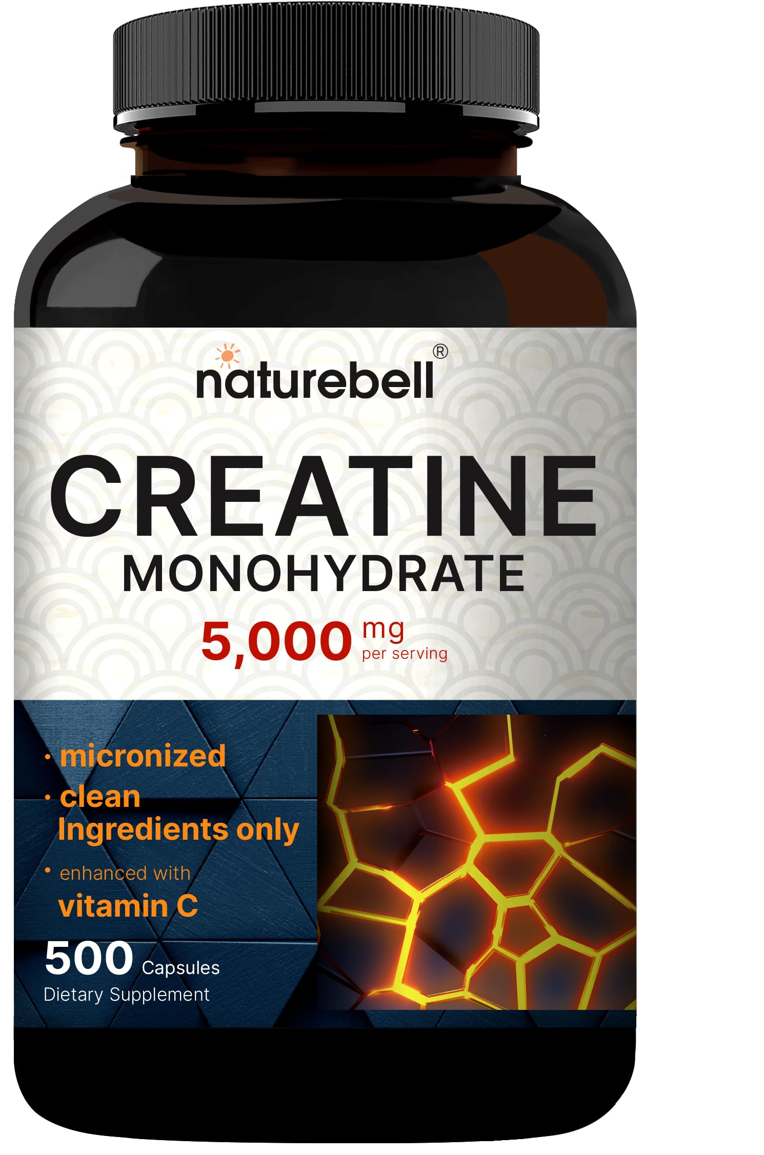 NatureBell Creatine Monohydrate Capsules 5,000mg Per Serving, 500 Count | Micronized, Unflavored Creatine Pills | Pre-Workout & Muscle Strength Support NatureBell uk supplements