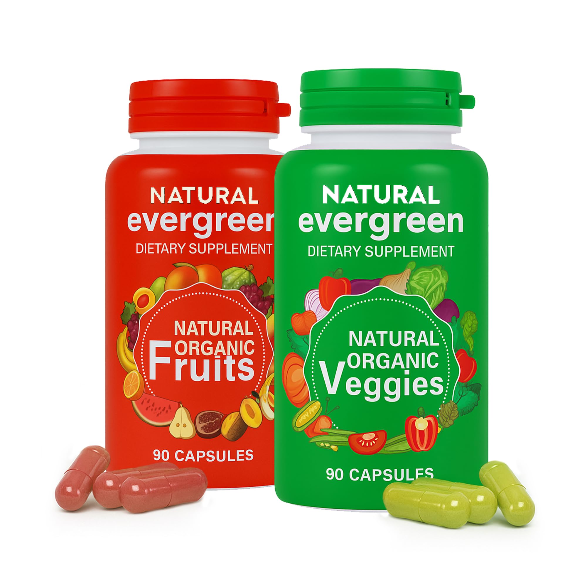 Fruit and Veggies Supplement – 100% Natural Super Greens Blend with Fruits & Vegetables | Veggie Capsules for Adults & Kids | Daily Nutrient Support Packed with Natural Vitamins & Minerals Natural Evergreen uk supplements