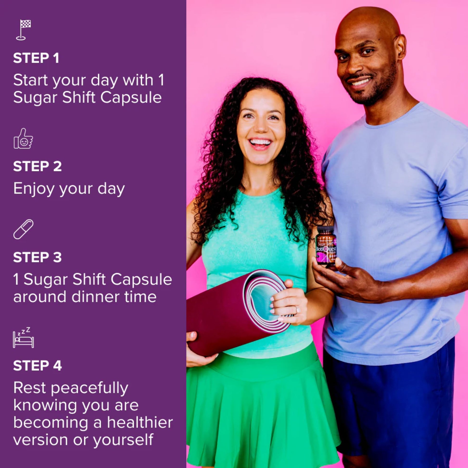 BiotiQuest Sugar Shift Probiotic | Helps Decrease Sugar & Carb Cravings and Supports Digestive Balance | 22 Billion CFU | Non-GMO, Gluten-Free, & Vegan | 60 Servings BiotiQuest uk supplements