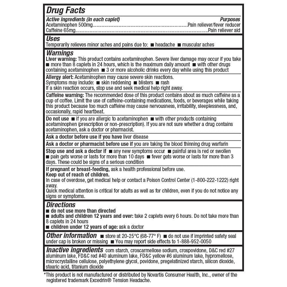 HealthA2Z® Tension Headache Relief | Acetaminophen 500mg | Caffeine 65mg | Pain Reliever Aid | Aspirin Free (200 caplets (Pack of 1)) HealthA2Z uk supplements