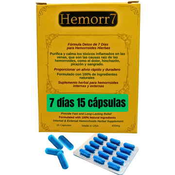 Hemorr7: 7Days 15 Capsules Herbal Hemorrhoid Detox Formula,Fórmula Herbal para desintoxicar las hemorroides Durante 7 días Generic uk supplements