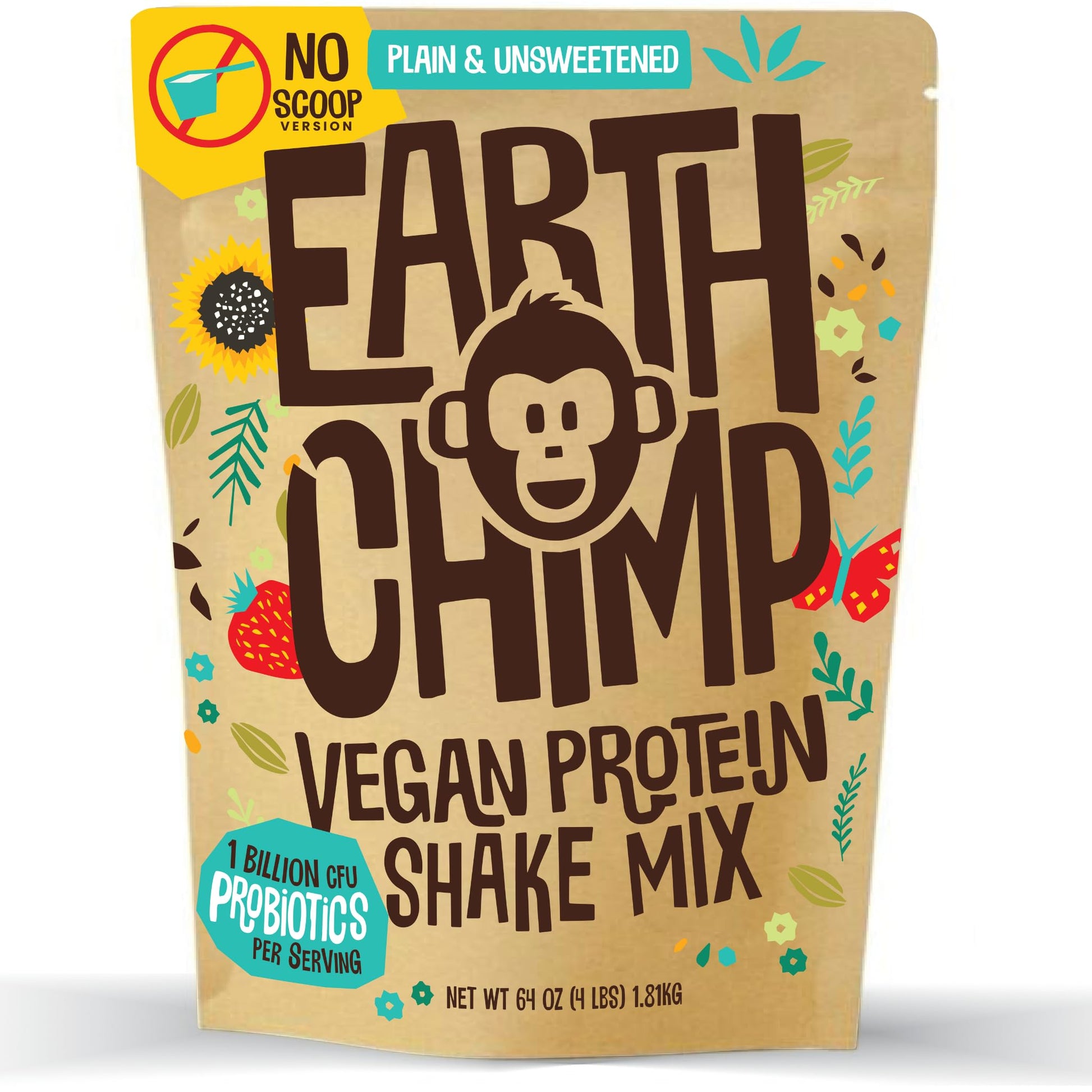 EarthChimp Organic Vegan Protein Powder - with Probiotics - Non GMO, Dairy Free EarthChimp uk supplements
