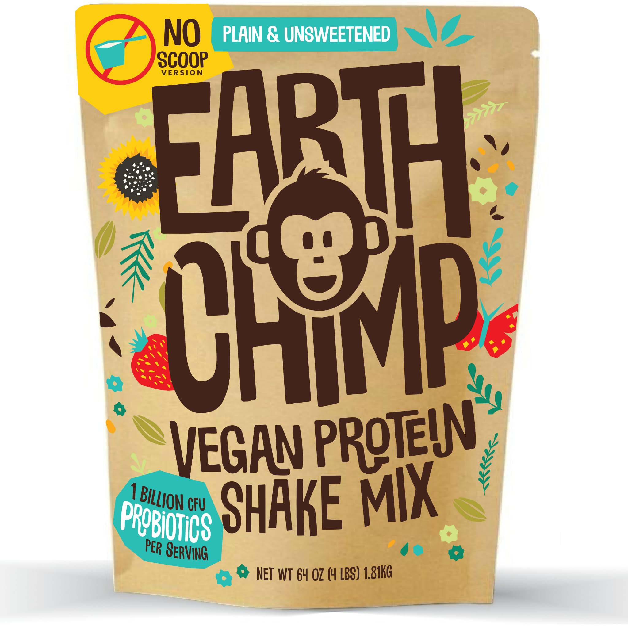 EarthChimp Organic Vegan Protein Powder - with Probiotics - Non GMO, Dairy Free EarthChimp uk supplements