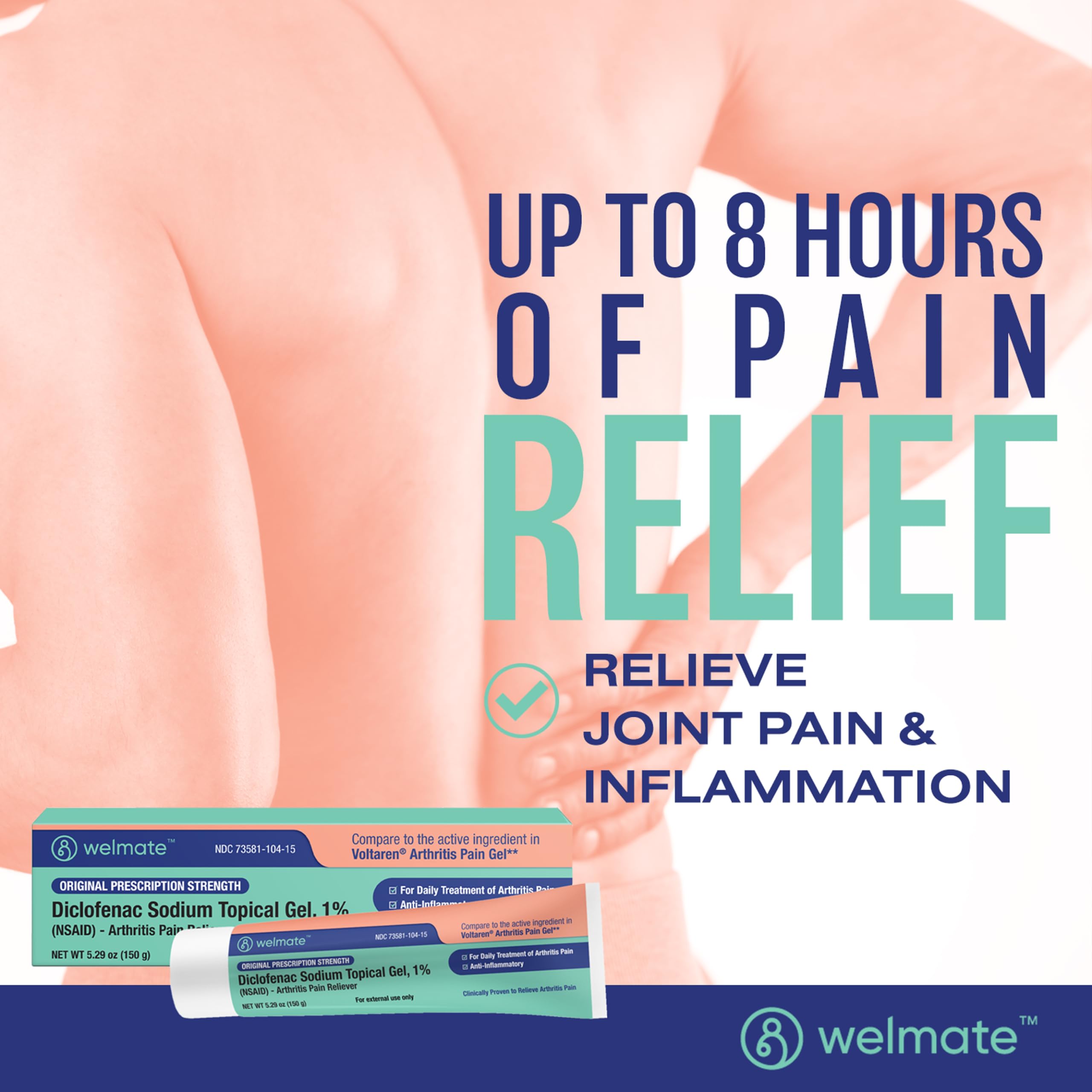 WELMATE - Arthritis Pain Reliever - Diclofenac Sodium Topical Gel 1% - Arthritis Relief - Pain Relief Cream/Gel - Mobility Aids - 5.29 oz - 3 Pack WELMATE uk supplements