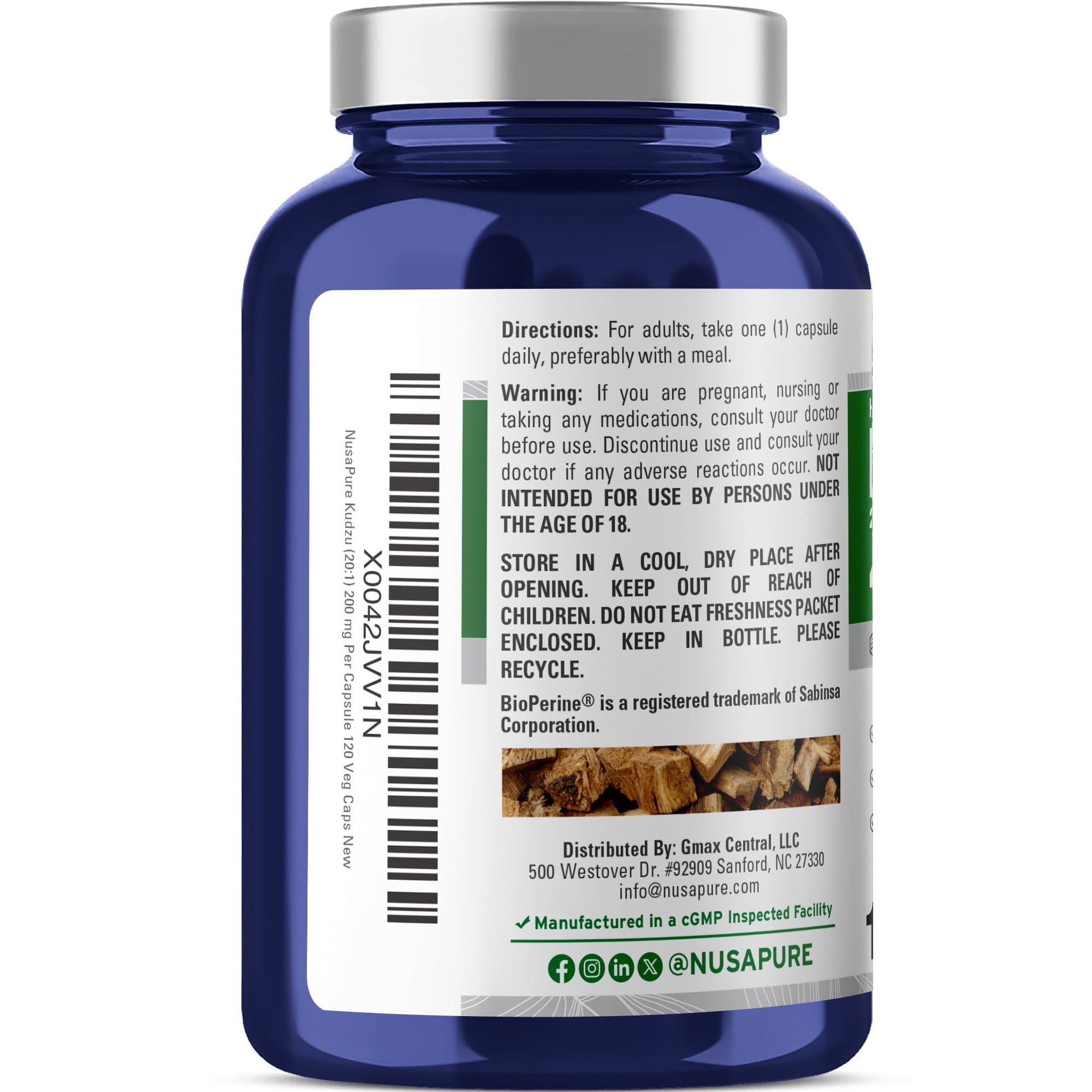 NusaPure Kudzu Root 20:1 Extract, 200 mg Equivalent to 4,000mg - 120 Veggie Capsules (Non-GMO, Vegan, Bioperine) NusaPure uk supplements