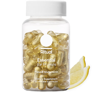 Ritual Essential for Women Prenatal Multivitamin: Folate & Choline for Neural Tube Support, Omega-3 DHA for Fetal Brain Development, Iron, Calcium-Helper D3 & K2, Non-GMO, Vegan, Citrus, 30 Days Ritual uk supplements