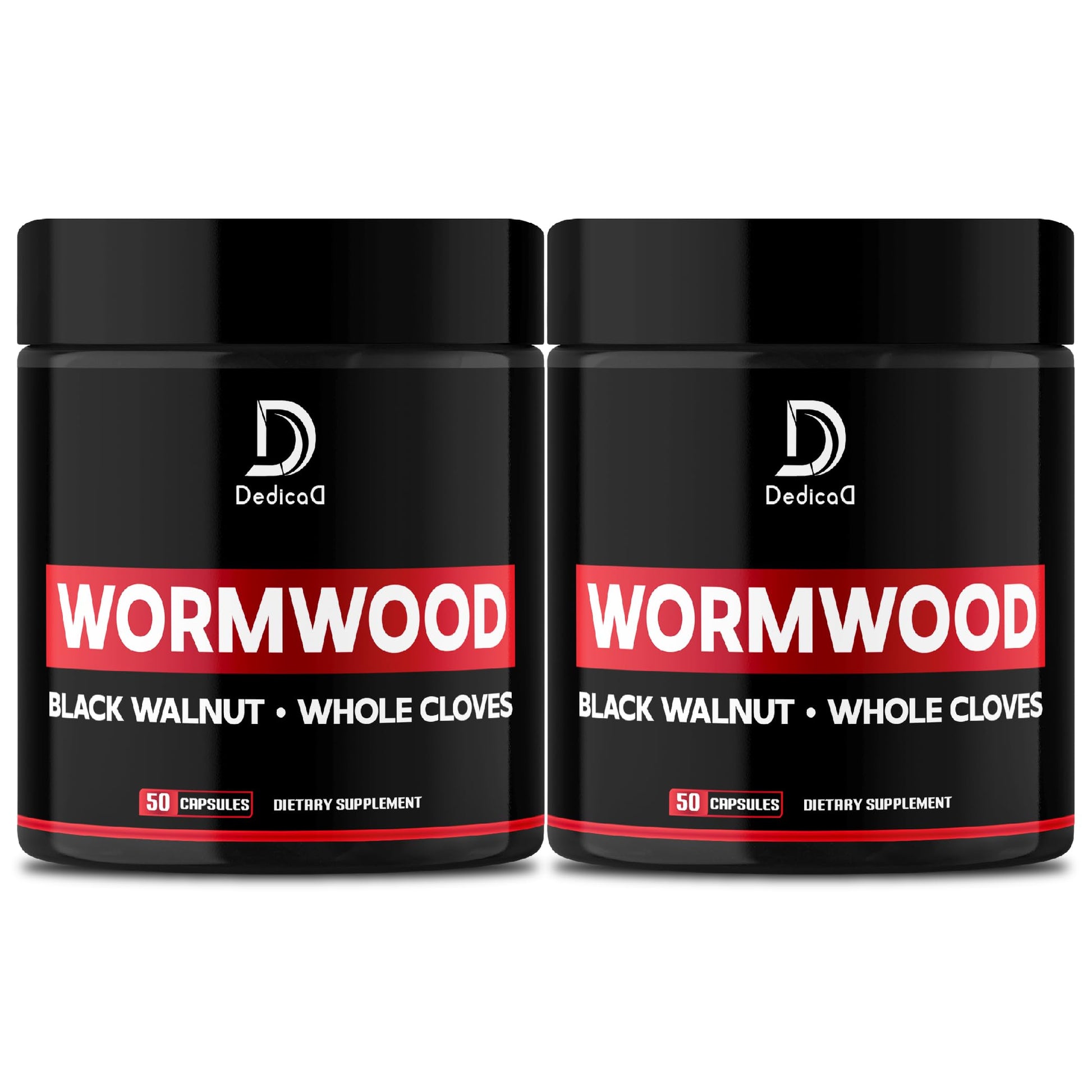 DEDICAD Wormwood Capsules - 12 Herbs Blended Black Walnut, Cloves, Ginger, Turmeric, Cinnamon, Apple, Quassia - 2 Packs 50 Capsules DEDICAD uk supplements