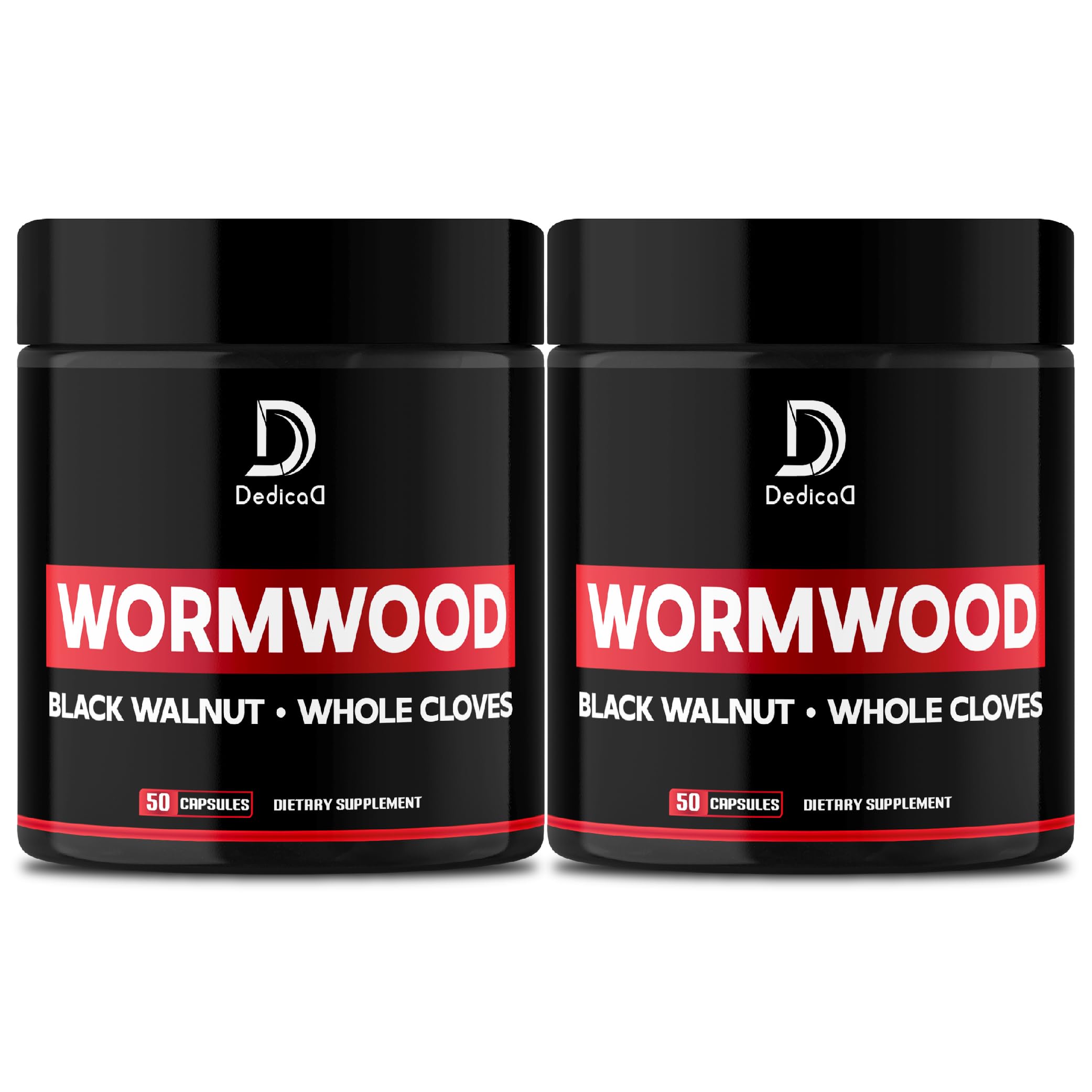 DEDICAD Wormwood Capsules - 12 Herbs Blended Black Walnut, Cloves, Ginger, Turmeric, Cinnamon, Apple, Quassia - 2 Packs 50 Capsules DEDICAD uk supplements