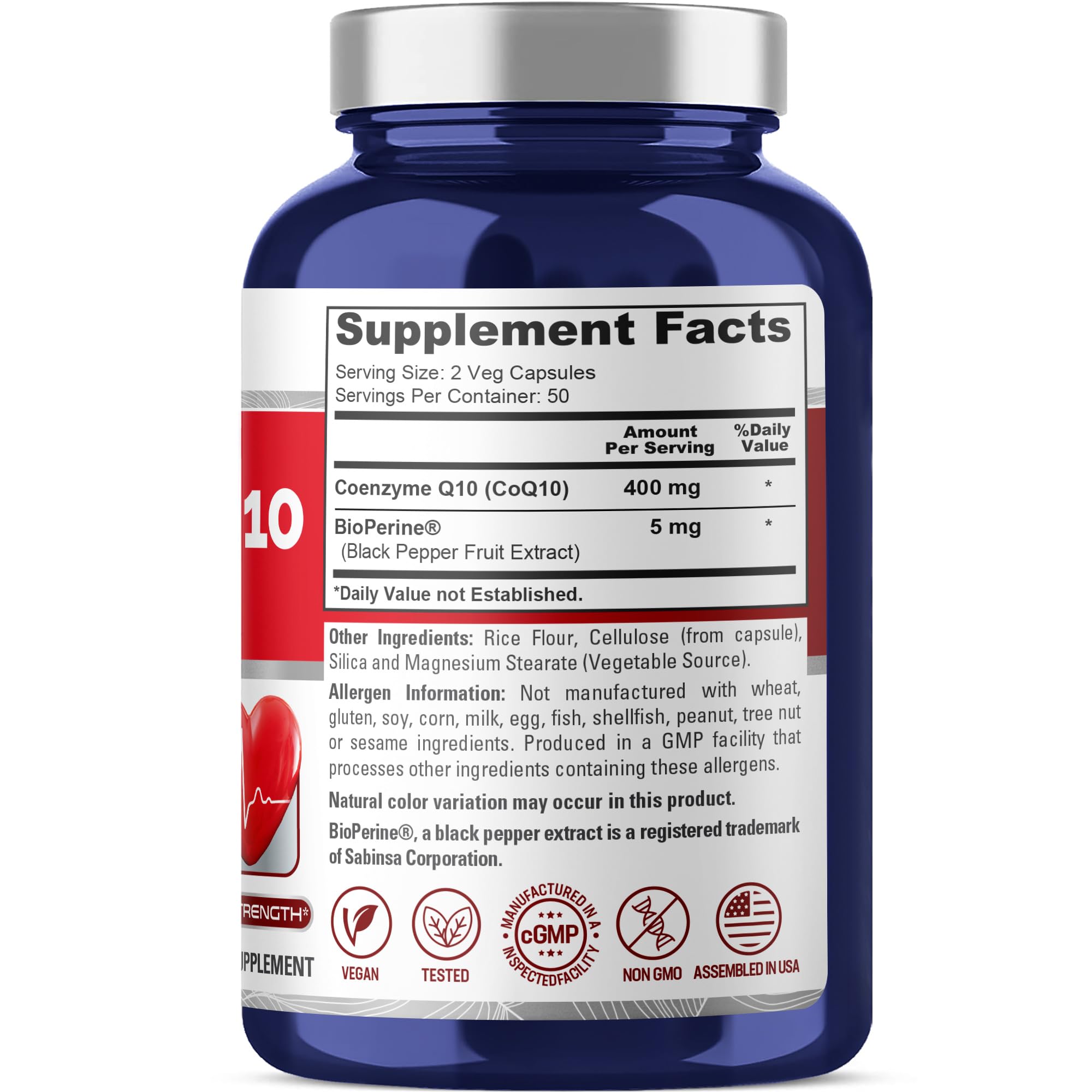 NusaPure CoQ10 400mg 100 Veggie Caps (Vegan, Non-GMO) Coenzyme Q10 Supplement, Antioxidant COQ-10 Enzyme, Coq 10 NusaPure uk supplements