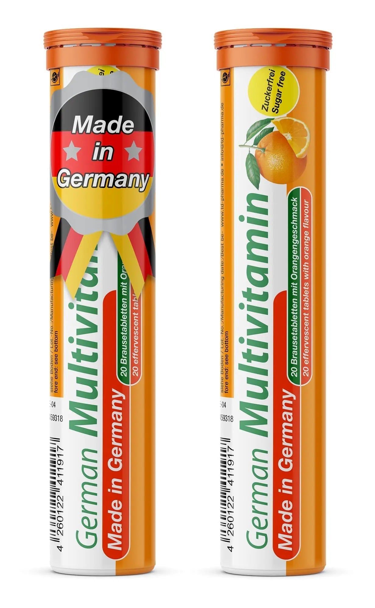 T&D German Multvitamin 10 Vitamins - 40 Vegan Drink Effervescent Tablets - Orange Flavor T&D uk supplements