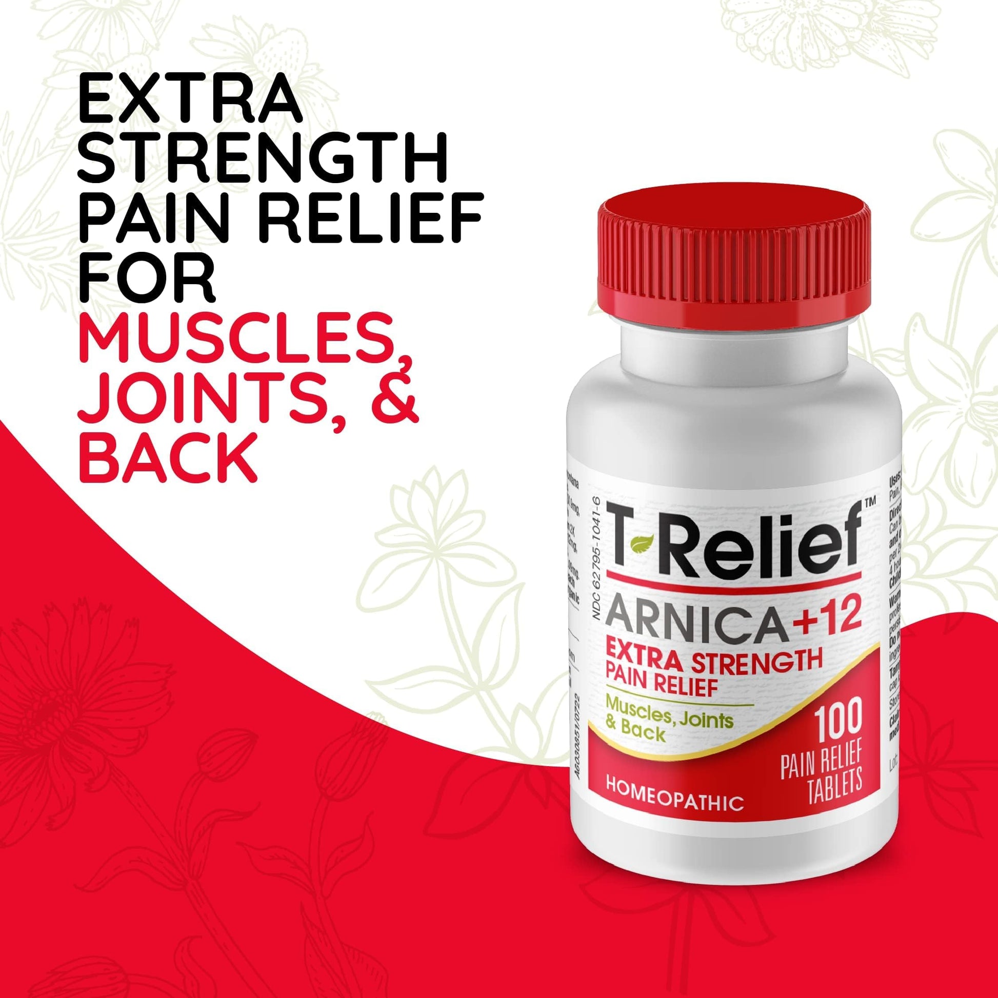 MediNatura T-Relief Extra Strength Pain Relief Arnica +12 Natural Relieving Actives for Back Pain Joint Soreness Muscle Aches & Stiffness, Whole Body Fast-Acting Relief for Women & Men - 100 Tablets MediNatura uk supplements
