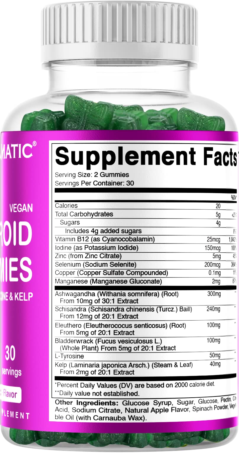 Vitamatic Vegan Thyroid Support Gummies with Iodine & Kelp - 60 Count - Improve Your Vitamatic uk supplements