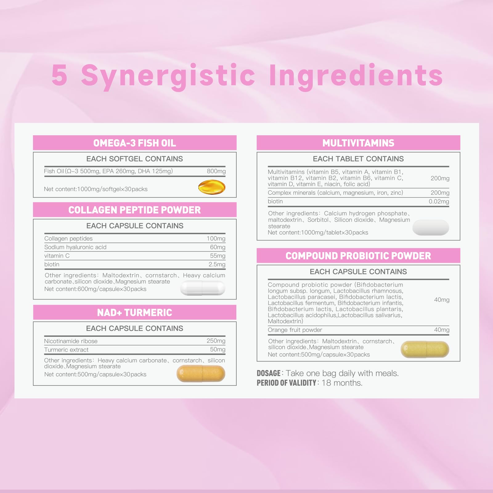 Natener 6 in 1 Women Vaginal Probiotics, 80B CFU Lactobacillus + 800mg Omega-3 + 250mg NAD+ + 179.5mg Vitamin C Promote Healthy Vaginal Odor & Vaginal Flora LLVYUO uk supplements