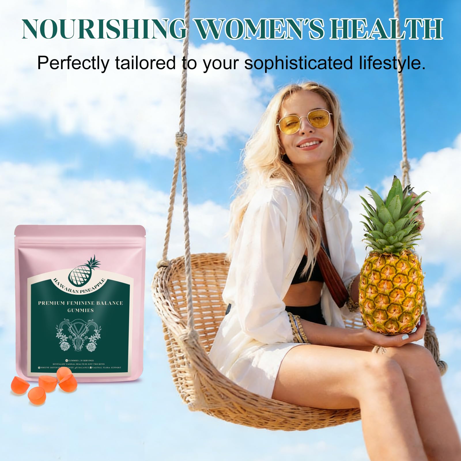 KLKIT Premium Feminine Balance Gummies, Pineapple Vaginal Probiotics for Women, pH Balance Feminine Gummies for Immune Support, Vegan & Gluten Free, 60 Count (30 Servings) KLKIT uk supplements
