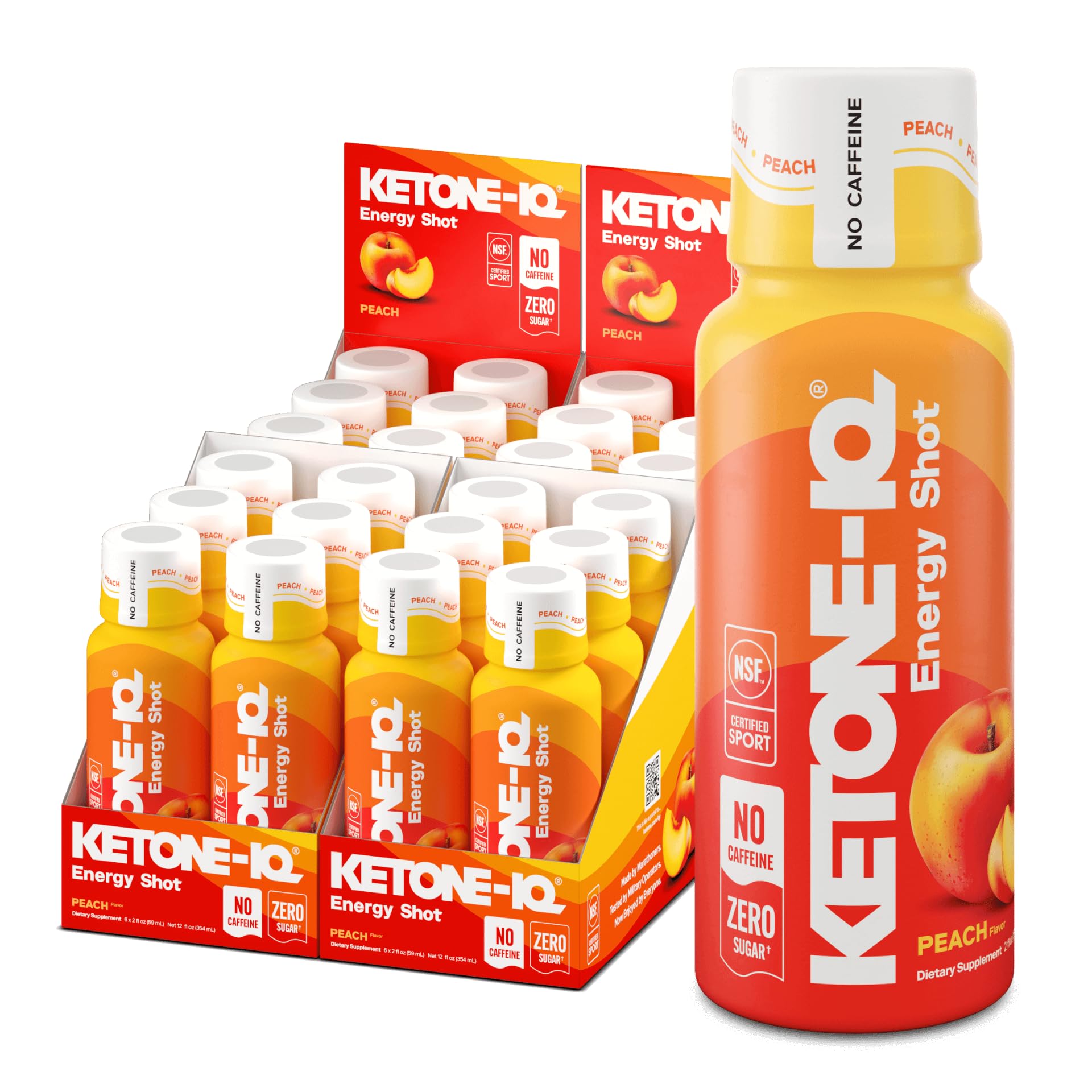 Ketone-IQ No Caffeine Performance Energy Shots – Ketone Fuel for Focus & Endurance, Metabolism Support, 10g Ketones, 24 Pack (Peach) Ketone-IQ uk supplements
