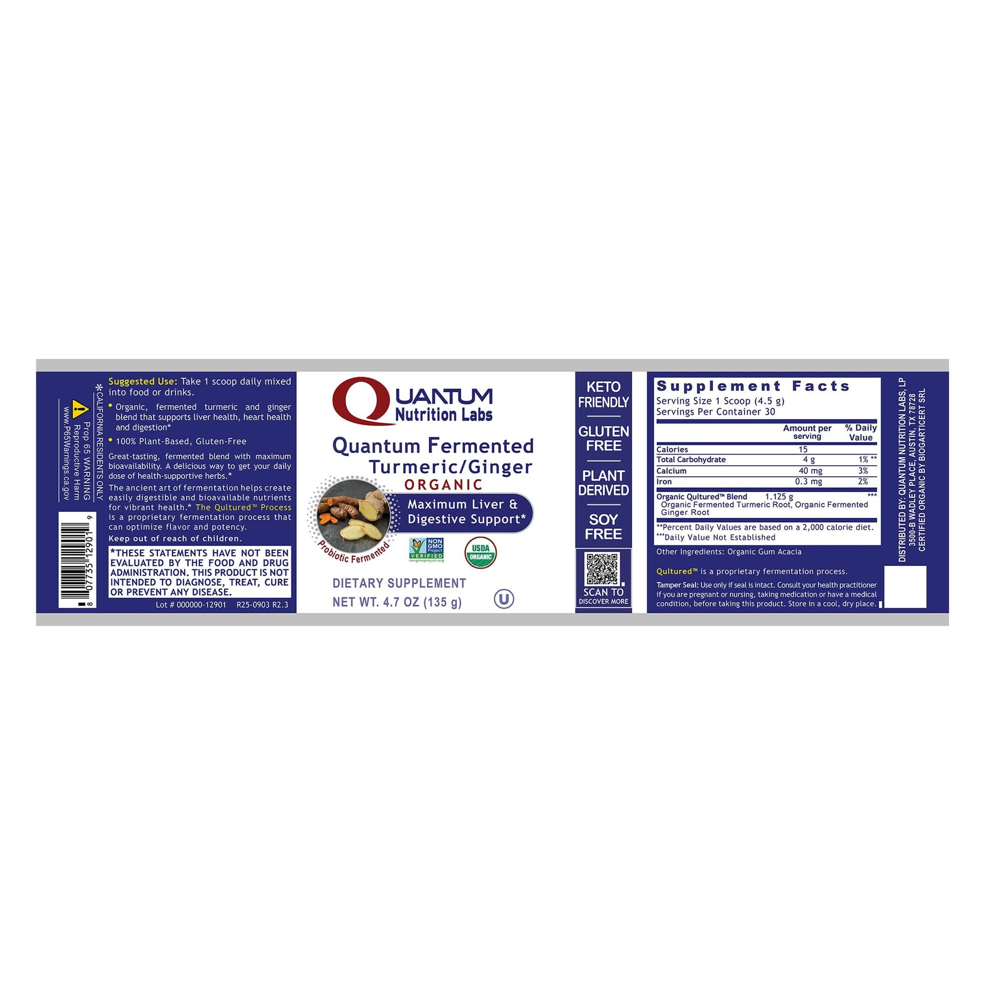 Premier Research Labs Premier Fermented Turmeric/Ginger Root - Probiotic Fermented Turmeric & Ginger Powder Supplement, Active Curcuminoids, Herbal Supplement - 4.7 Oz Premier Research Labs uk supplements
