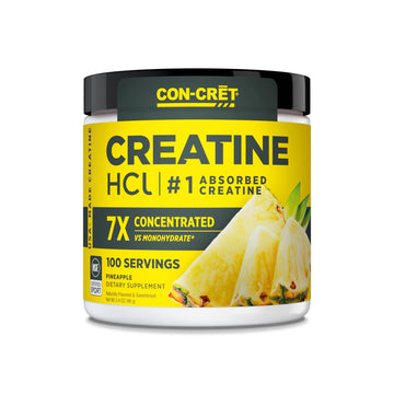 CON-CRET Creatine HCl Powder | Muscle, Cognitive, Cellular Energy Support | No Bloating or Cramps | USA Made & NSF Certified | Pineapple (100 Serving) CON-CRET uk supplements