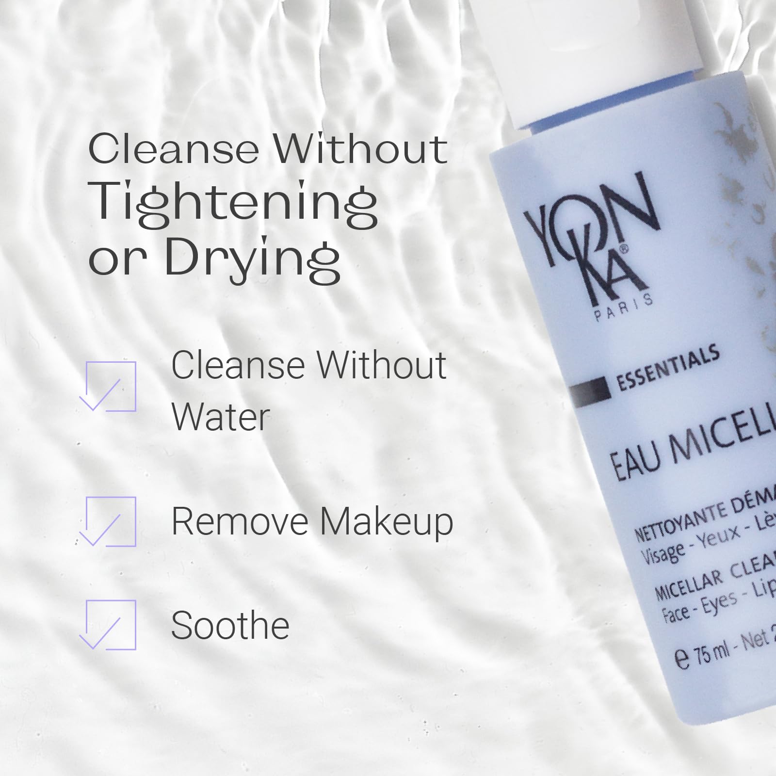 Yonka Eau Micellaire Travel Size | Micellar Water and Cleansing Makeup Remover | Gentle Face Wash with Rose and Chamomile to Remove Impurities and Hydrate | Paraben-Free | 2.53 fl oz Yonka uk supplements
