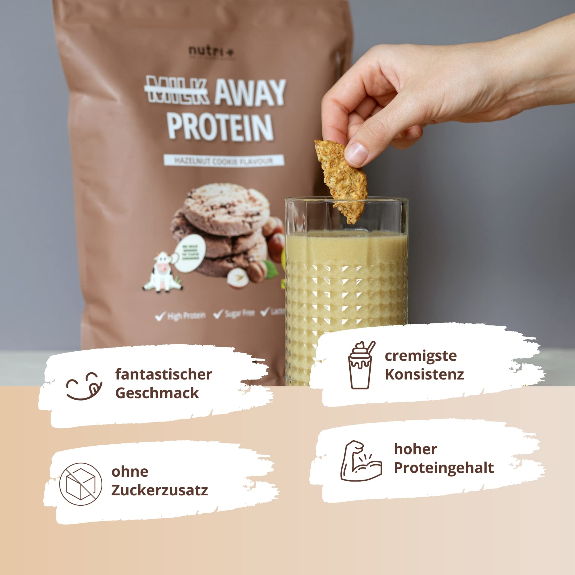 Vegan Protein Powder Hazelnut Cookie - Milk Away Vegan Protein Without Soy 1kg Nutri + uk supplements
