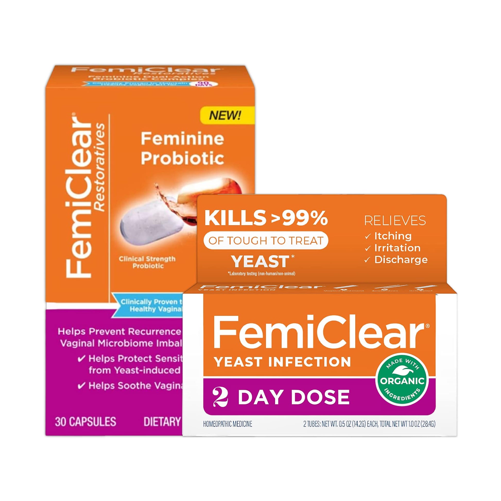 FemiClear 2-Day Dose Yeast Infection & Daily Dual-Action Probiotic, Natural Ingredients FemiClear uk supplements