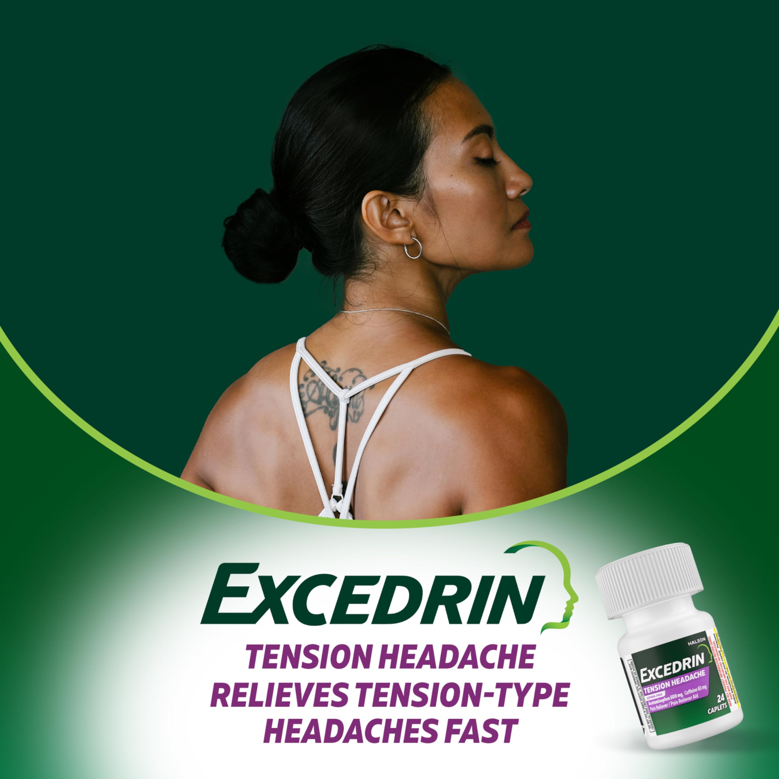 Excedrin Tension Headache Relief Caplets Without Aspirin for Head, Neck and Shoulder Pain Relief - 100 Count Excedrin uk supplements