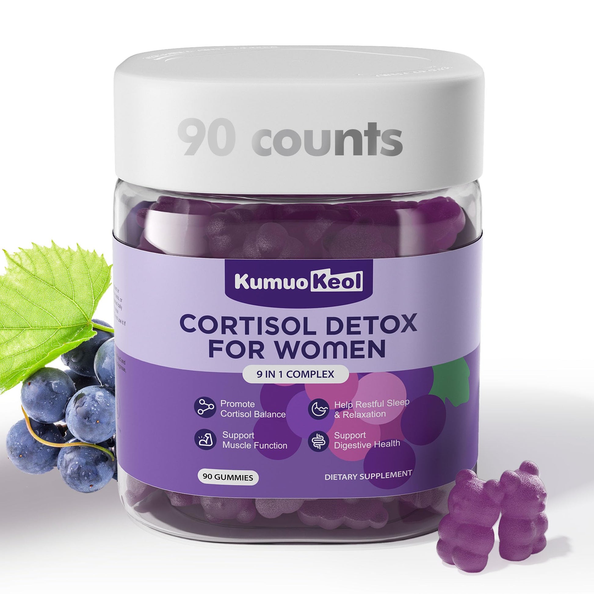 Cortisol Supplements for Women, Lower Cortisol for Women, Cortisol Gummies with Ashwagandha, Magnesium, L-Theanine, Phosphatidylserine, Vitamin, Relaxation, Focus, Sugar-Free, Vegan, 90 Count KumuoKeol uk supplements