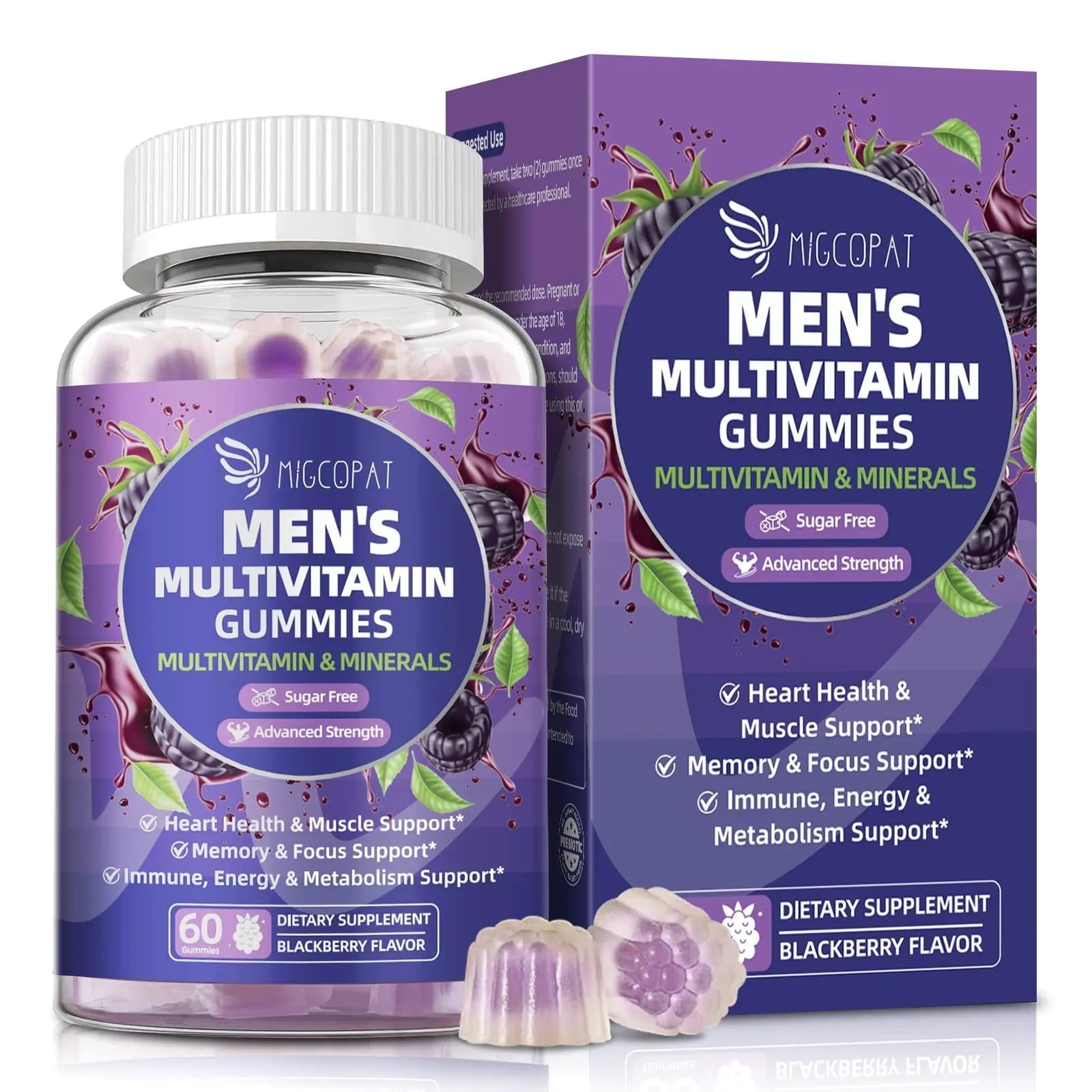 Multivitamin for Men, Mens Multivitamins Gummies w/Omega-3, Probiotics, Inositol, Folate, Biotin, Zinc, Vitamins A, C, D, E, B Migcopat uk supplements
