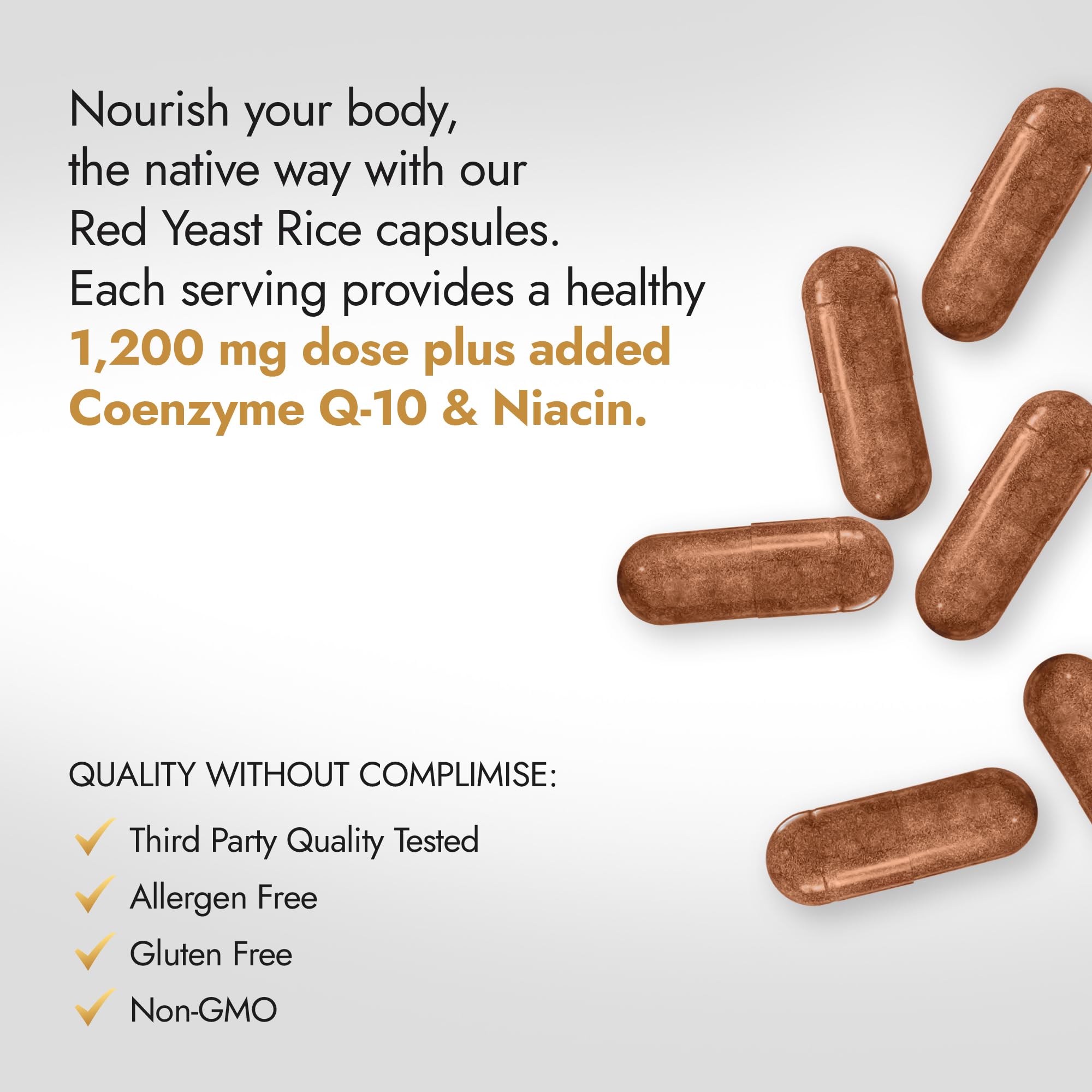 Native Oasis (2 Bottles) Red Yeast Rice 1,200 mg. Capsules Made with CoQ10 and Flush Native Oasis uk supplements