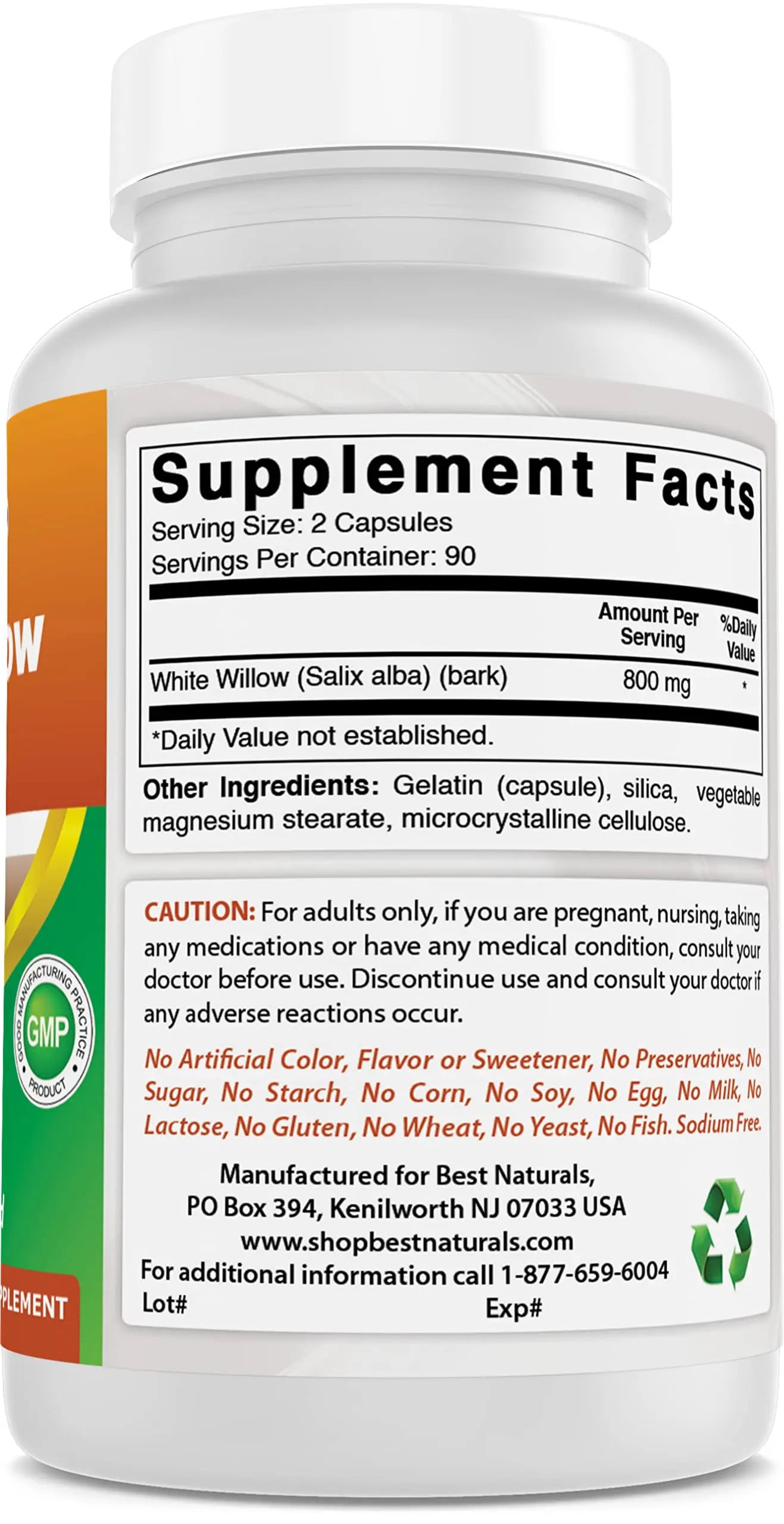 Best Naturals White Willow Bark 400 mg 180 Capsules (180 Count (Pack of 2)) Best Naturals uk supplements