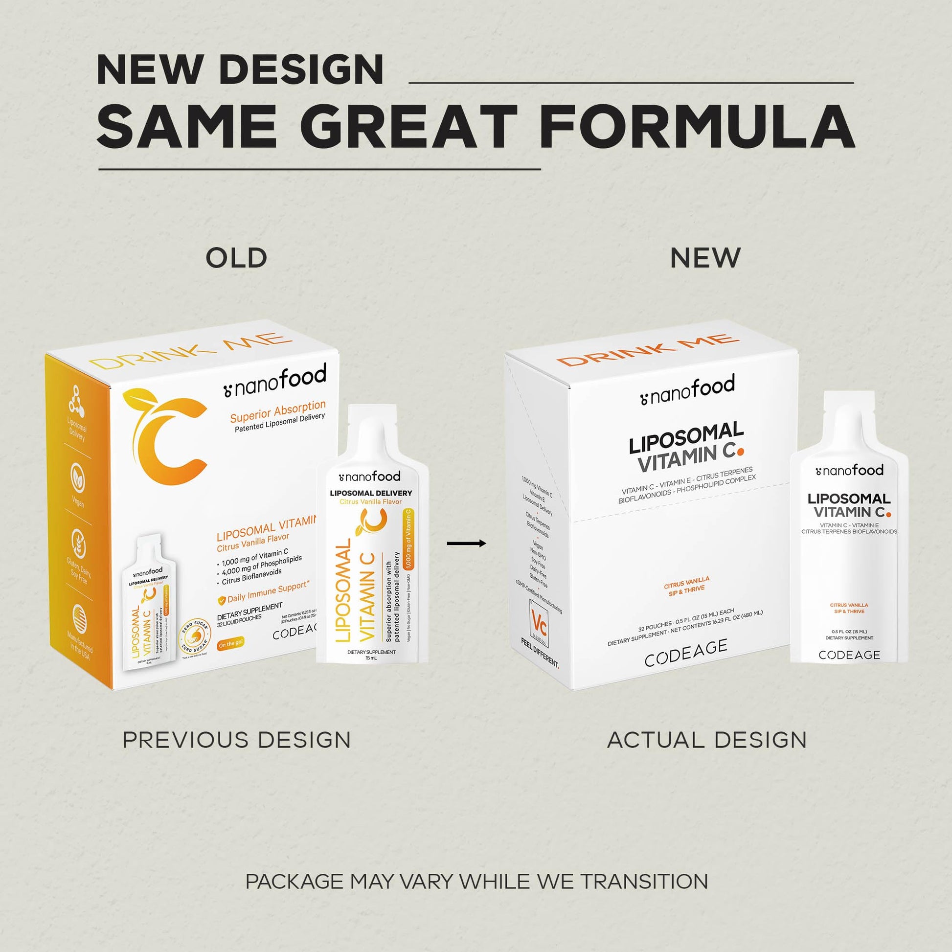 Codeage Liposomal Vitamin C Liquid 1000mg Vitamin C, 4000mg Essential Phospholipids, Supplement For Daily Immune Support, Liposomes For Absorption, Citrus Bioflavonoids, Vitamin E, Non-GMO, 32 Pouches Codeage uk supplements
