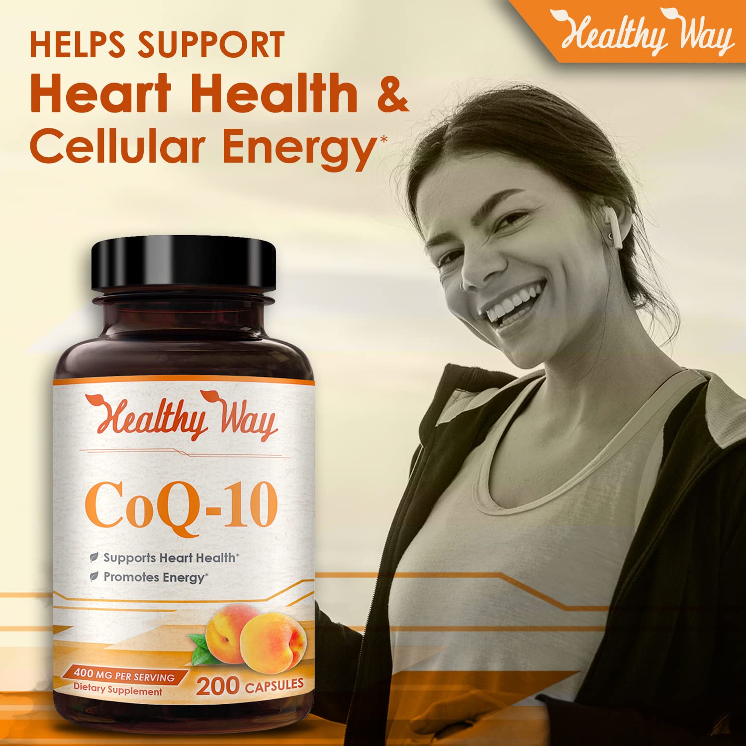 Healthy Way CoQ10 400mg 200 Capsules Non-GMO HealthyWayRx uk supplements
