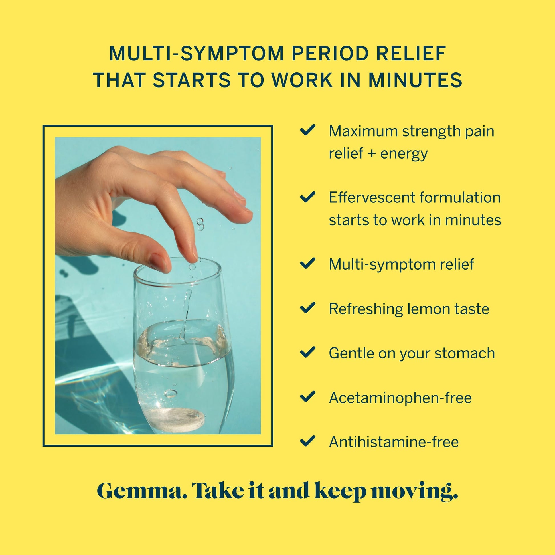 Gemma Cut The Cramp - Fast Menstrual Cramp & Period Pain Relief - Multi-Symptom Formula Treats Menstrual Cramps, Fatigue, Bloating, Headache in 15 Minutes Gemma uk supplements