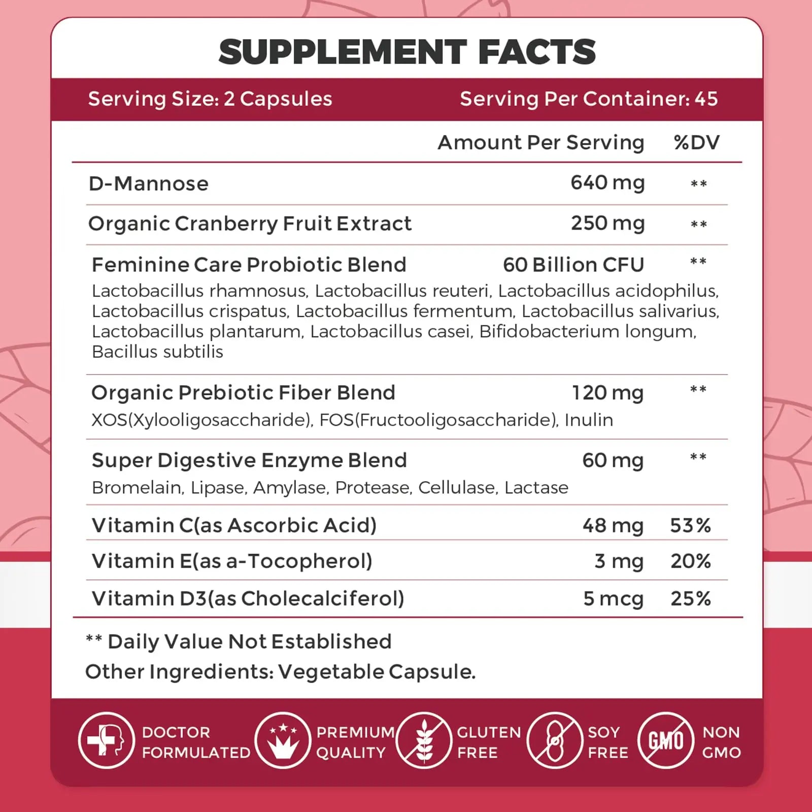 ZEBORA Urinary Tract Health for Women - Vaginal Probiotics for Women Digestive Health and pH Balance - D Mannose Supplements with Cranberry to Cleanse Urinary Tract & Bladder - 90 Capsules ZEBORA uk supplements